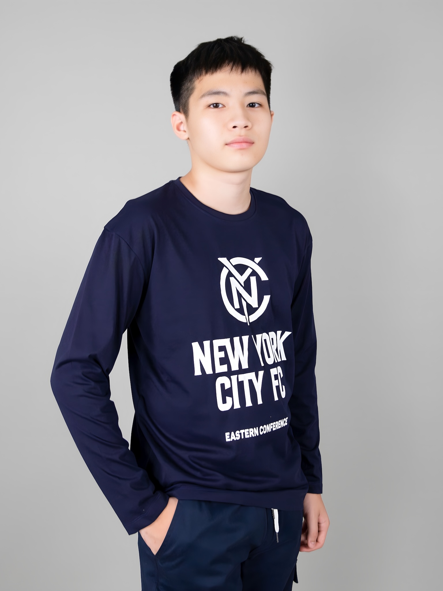 Áo phông dài tay xanh đen in chữ New York City FC