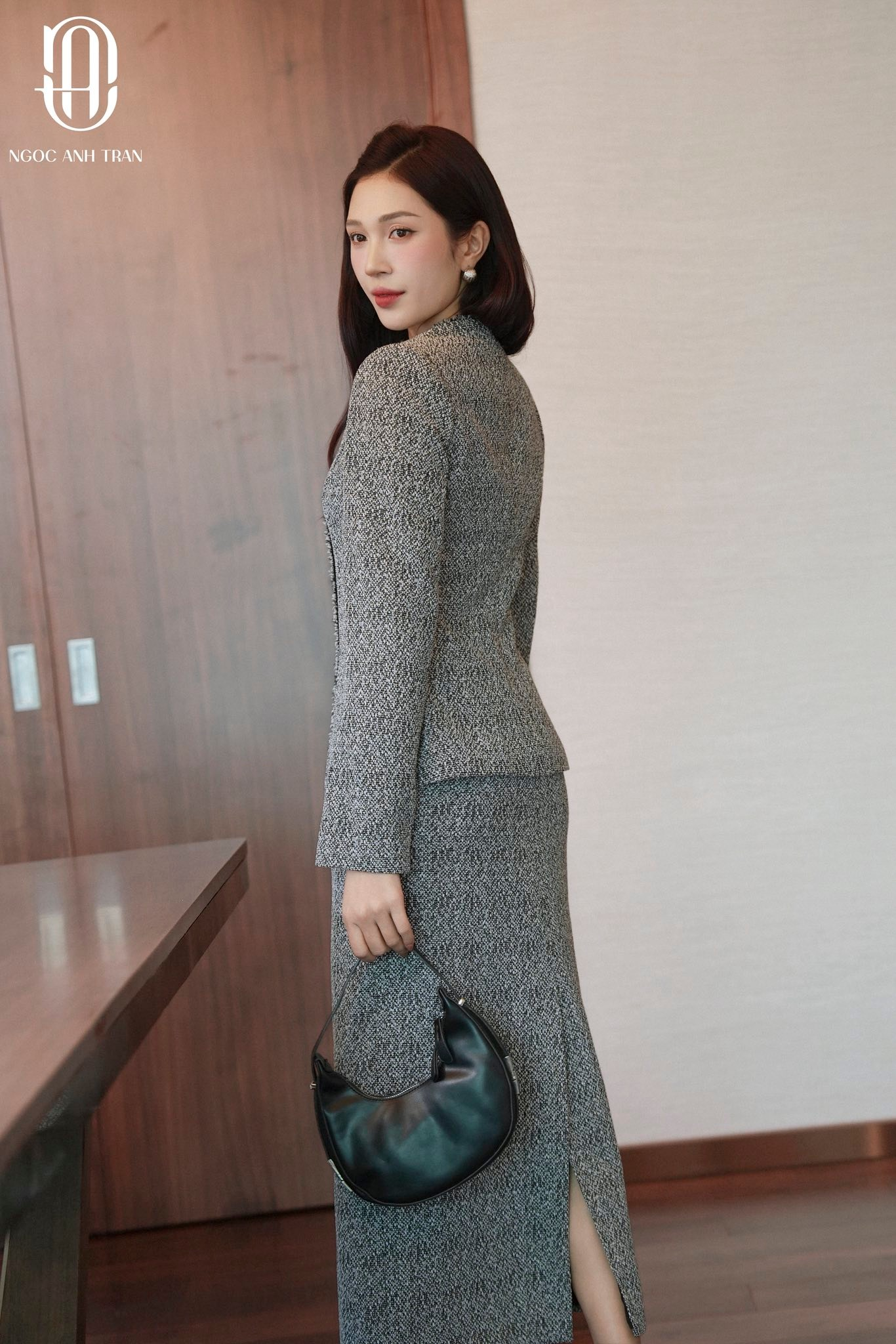 CV236 - Chân váy muối tiêu xám đen