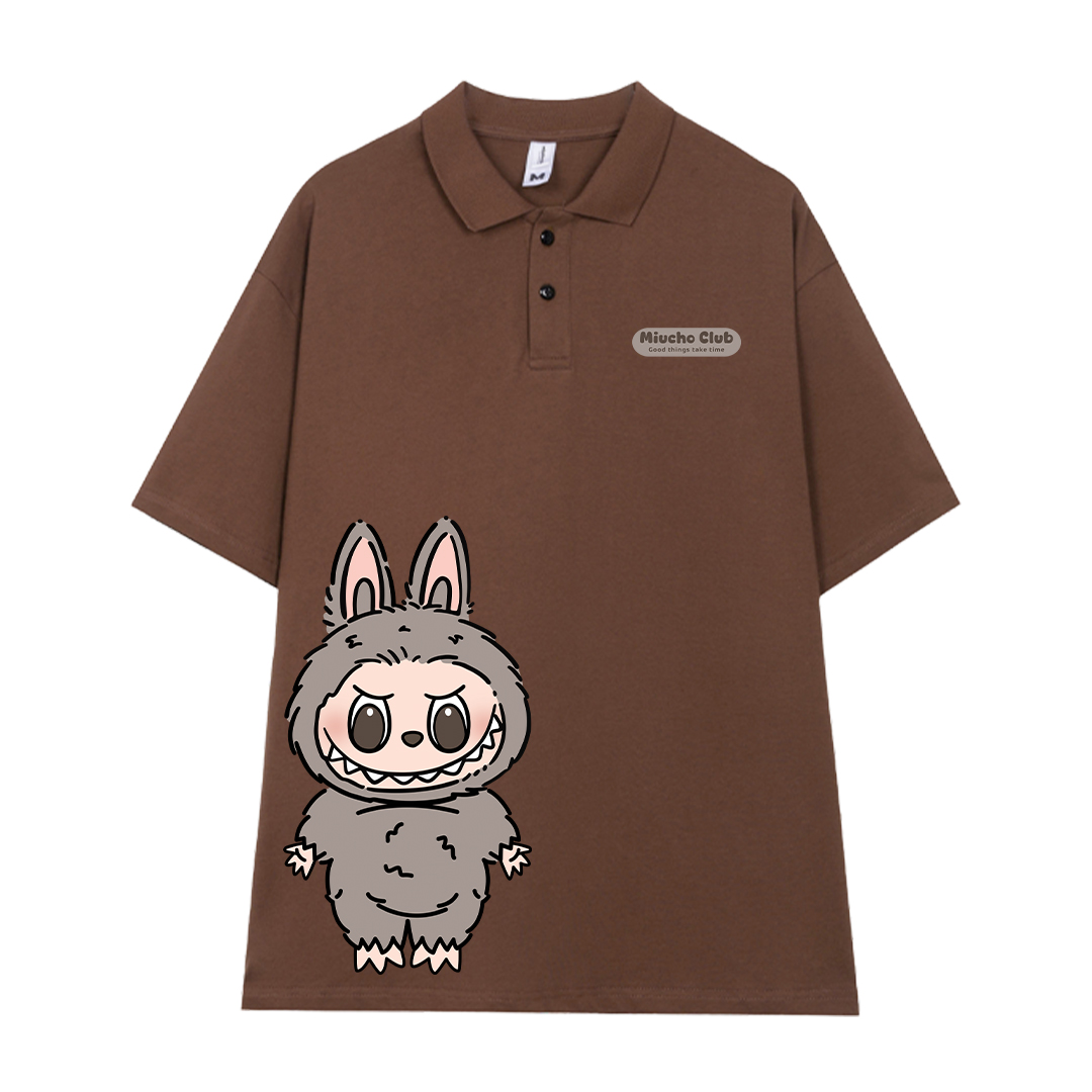 Áo polo labubu form rộng PLD1469 Miucho tay ngắn vải cotton co giản cổ trụ in basic_thumbnail_12