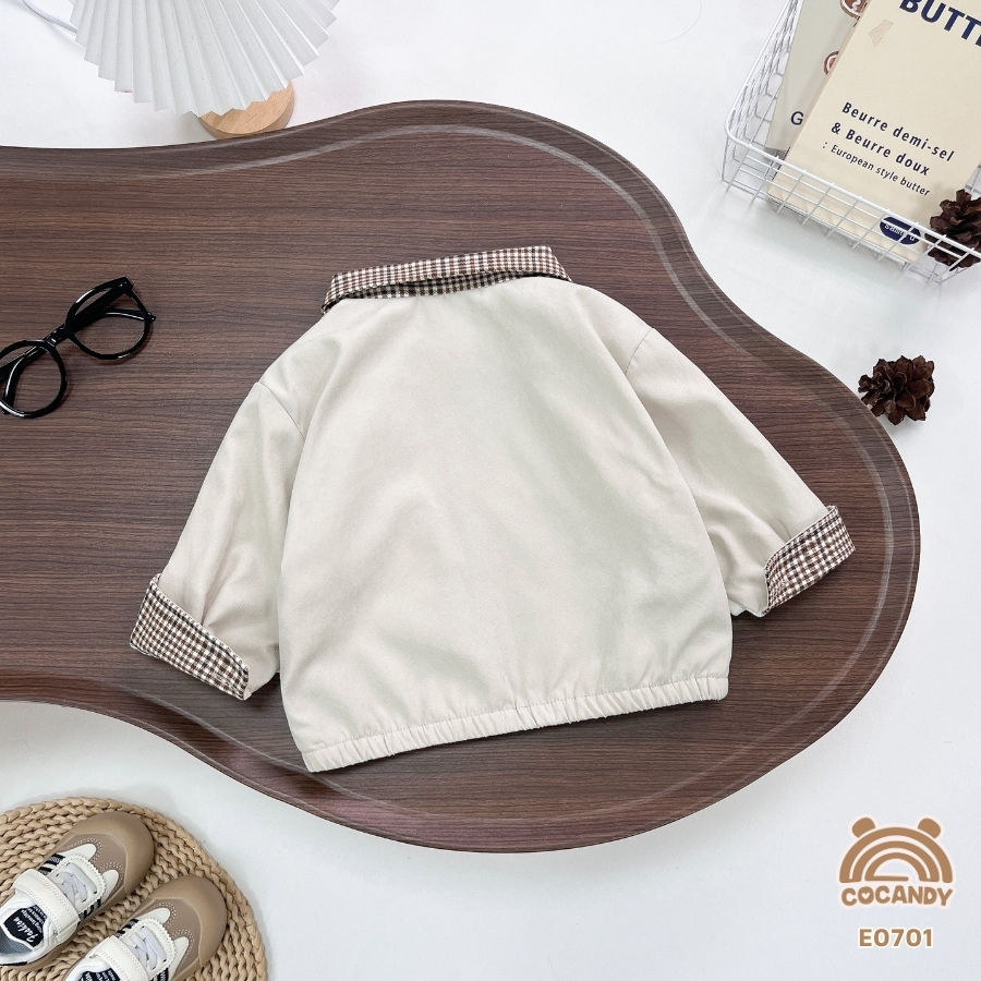 Áo khoác gió BE cổ caro nâu phối gấu_thumbnail_9