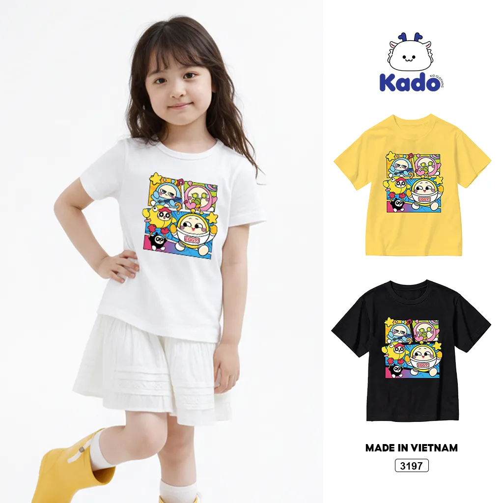 Áo thun bé trai bé gái form rộng hoạt hình Kado 3197