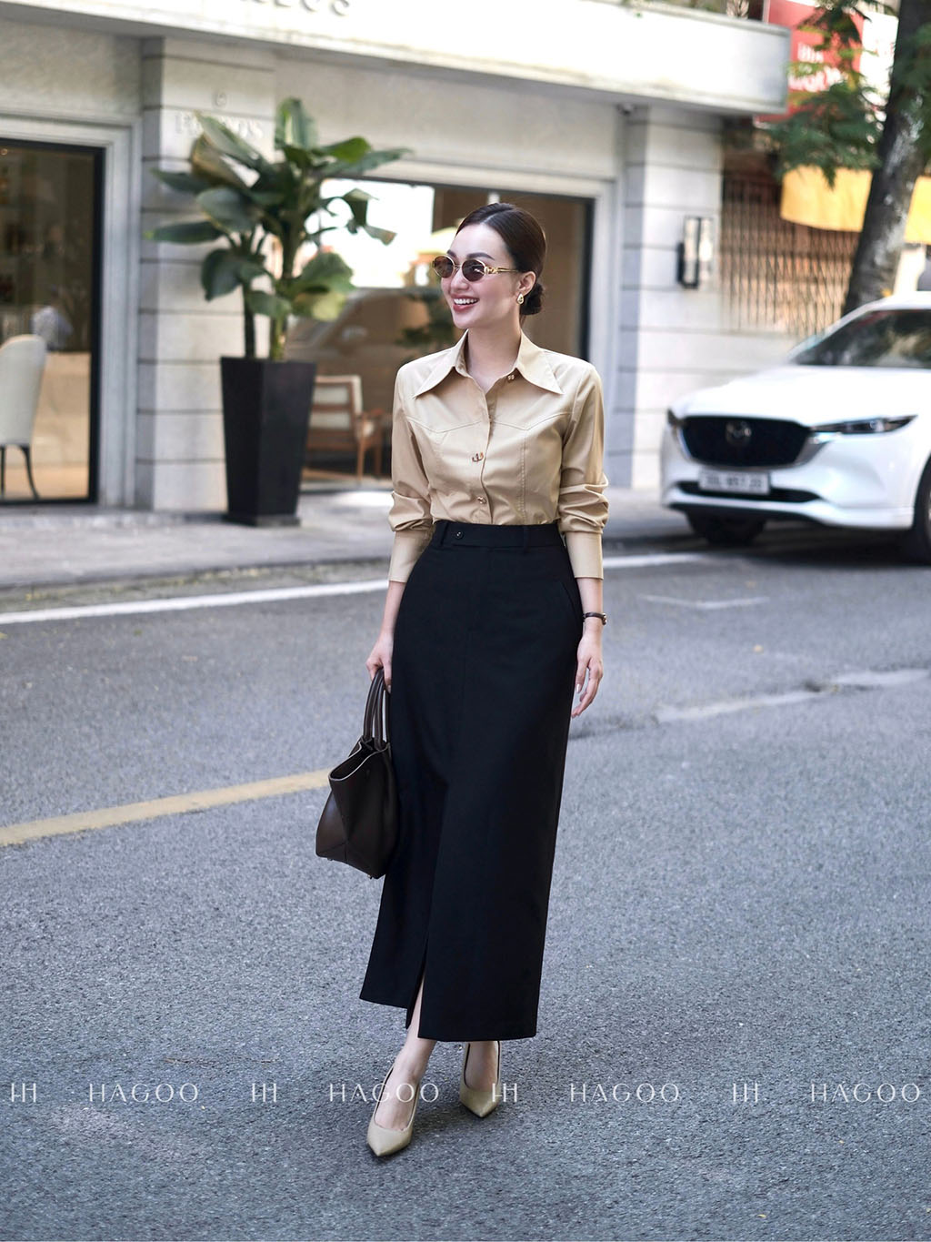 Skirt Bertali Kotak-kotak HAGOO