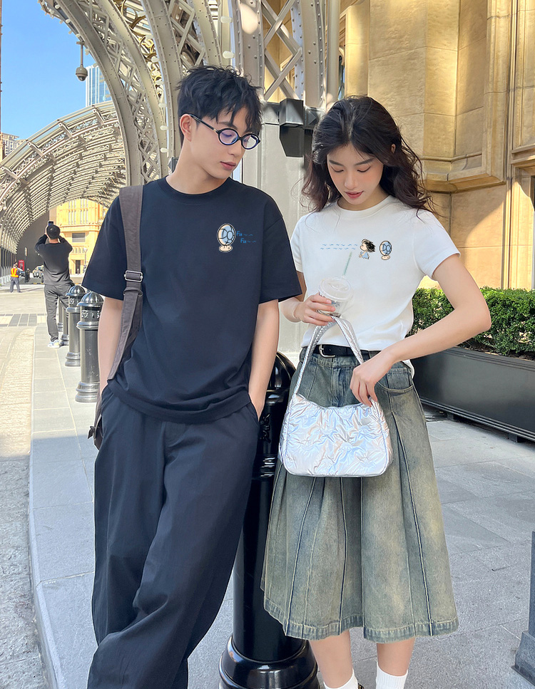 Áo thun cặp đôi couple from rộng ATD1378 Miucho vải cotton thoáng mát cổ tròn in mix_thumbnail_3