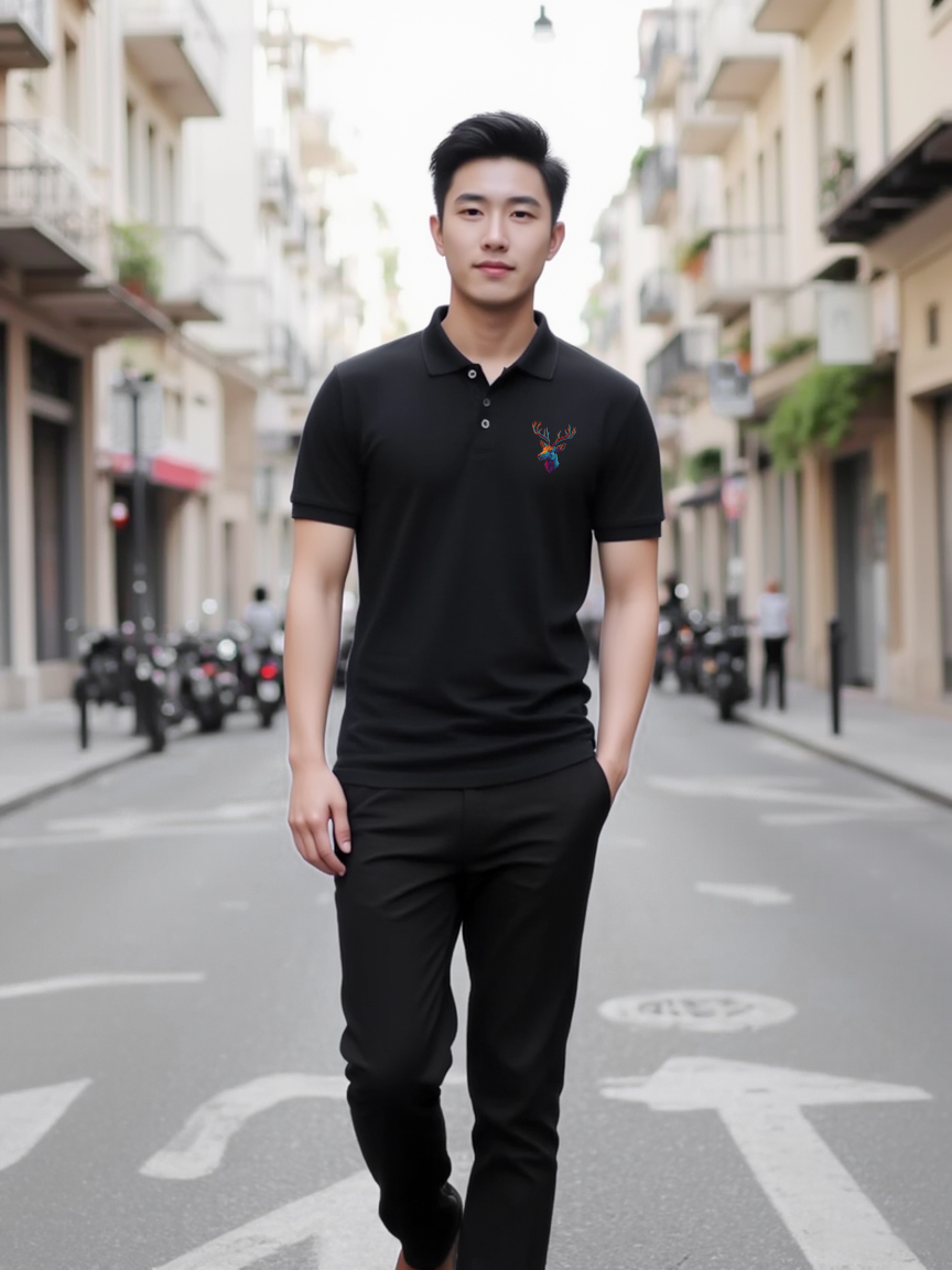 Áo polo nam form vừa 1905 Miucho Iconic vải cá sấu đứng form thoáng mát in artwork_thumbnail_5