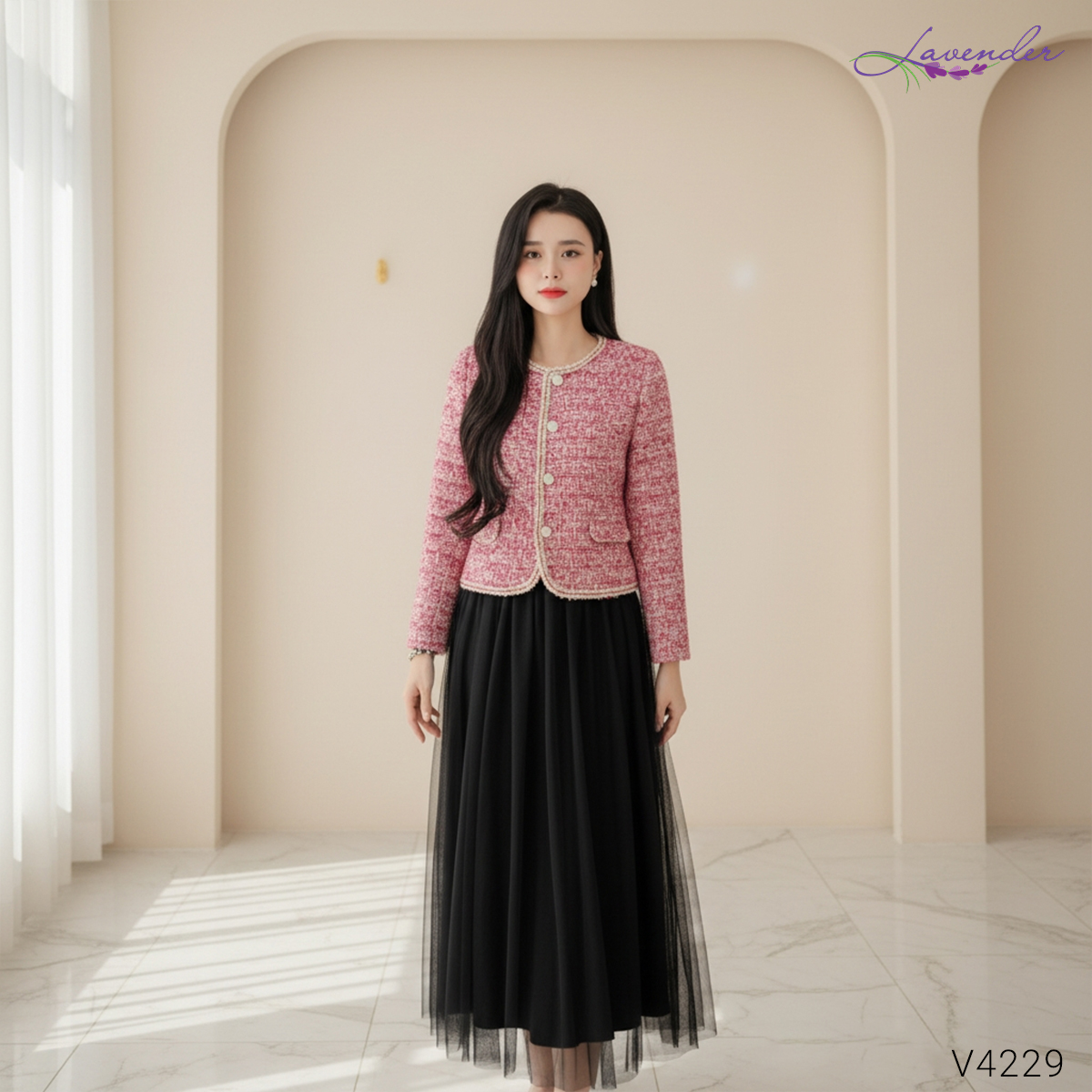 Áo dạ tweed phối viền cổ tròn V4229_thumbnail_7