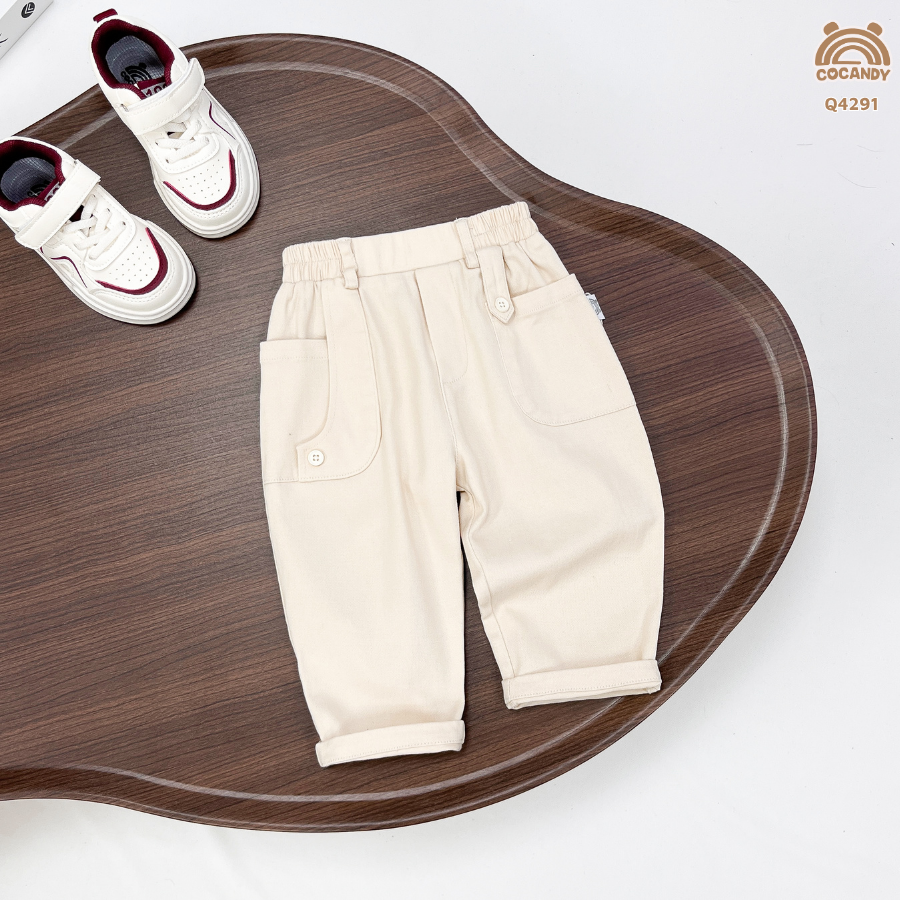 Quần dài kaki BE 2 túi ốp phối cúc_thumbnail_4