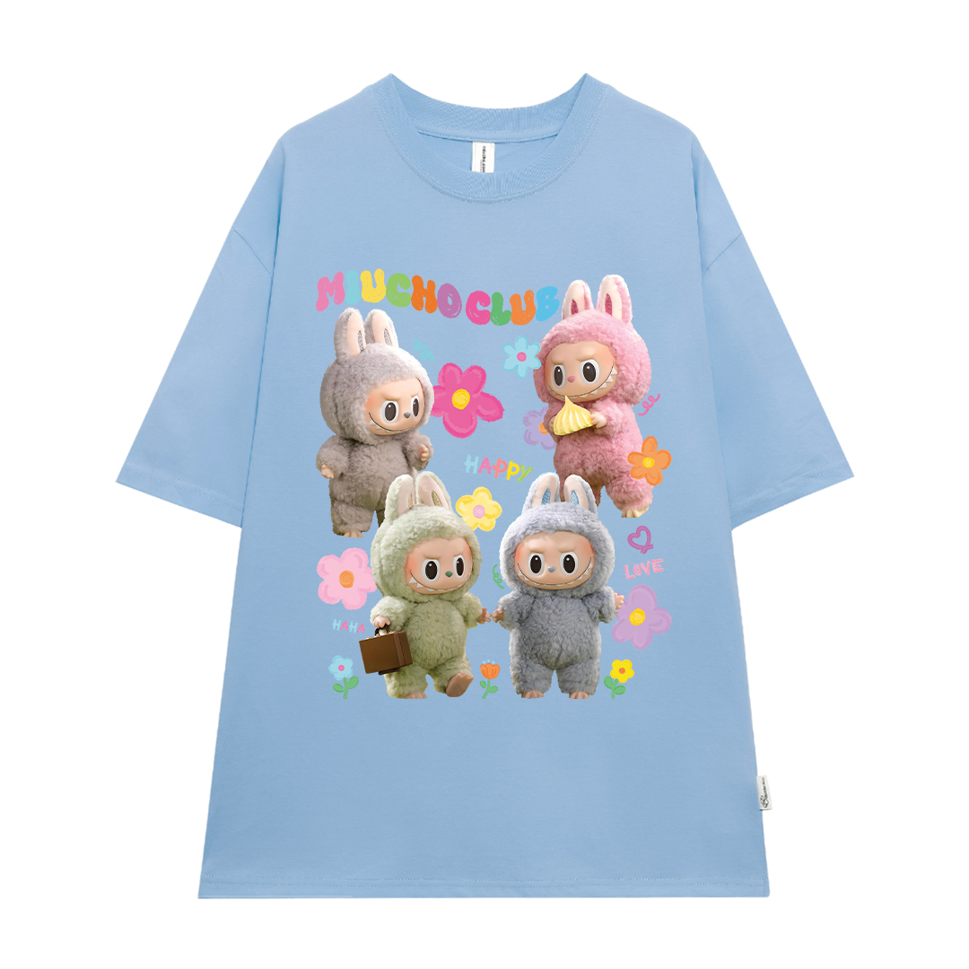 Áo thun labubu dễ thương form rộng nhiều màu ATD1452 Miucho vải cotton cổ tròn in mix_thumbnail_15