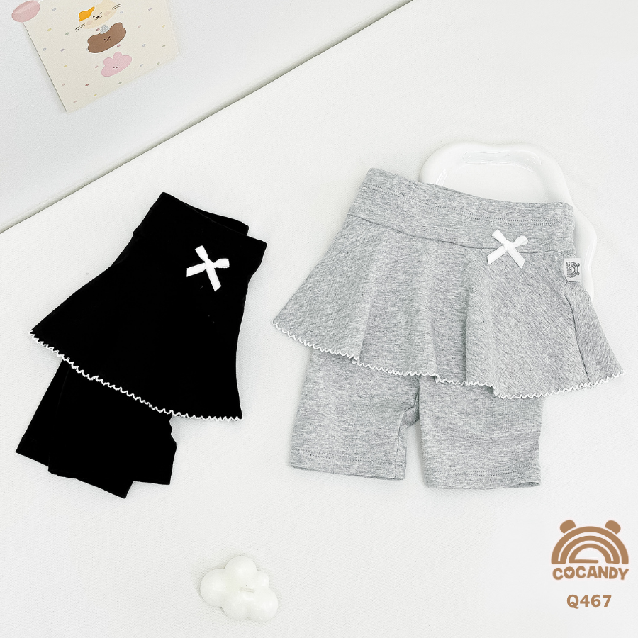 Quần váy legging lửng XÁM viền sóng phối nơ nhỏ_thumbnail_2