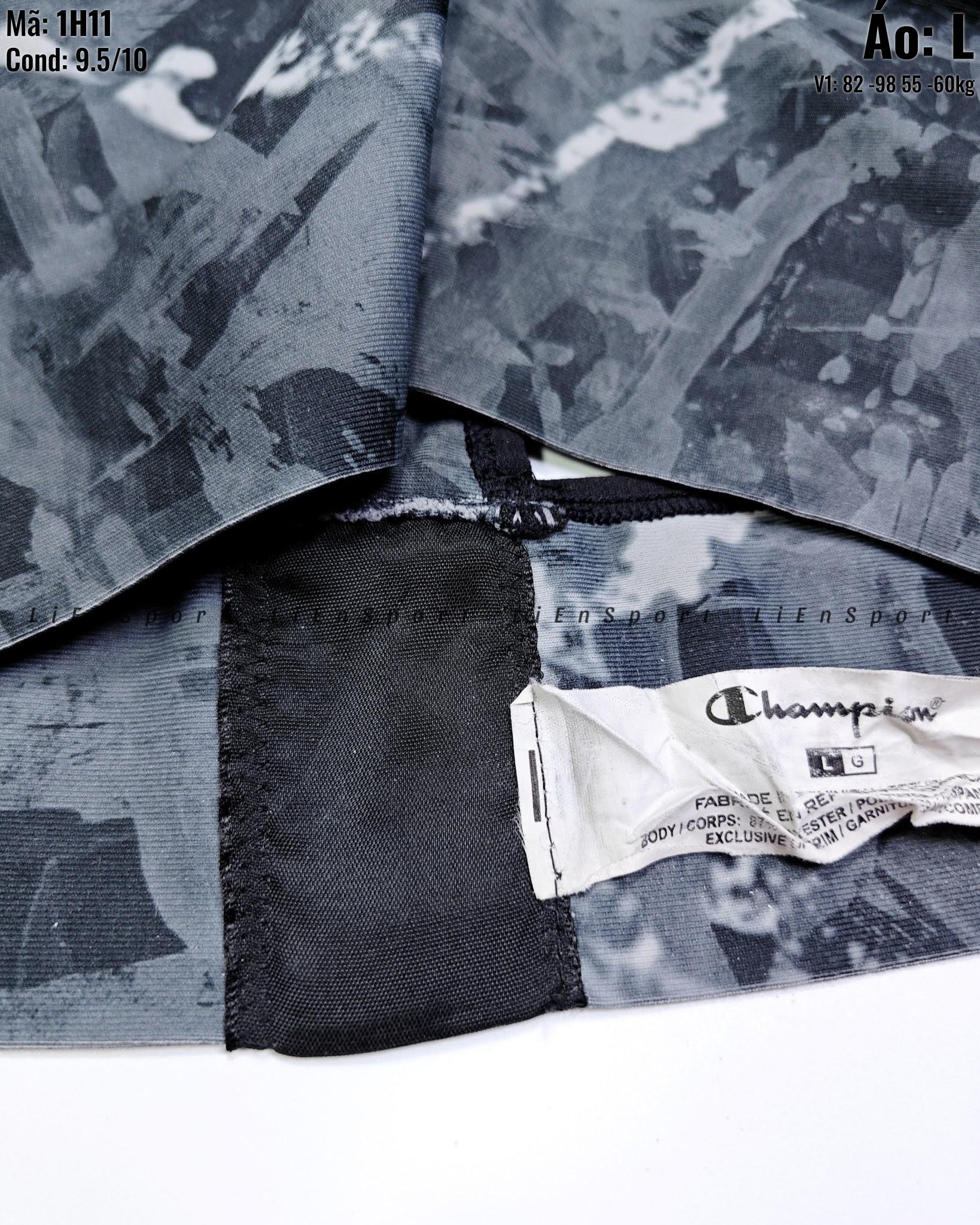 Champion Áo bra thể thao lưng chữ X Nữ Size L Xám đen loang trắng Auth 2nd Co giãn tốt Thấm hút mồ hôi Dáng ôm sát Phù hợp gym yoga chạy bộ Logo ép nhiệt Mã:1H11_thumbnail_3