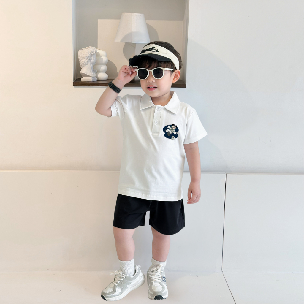 Áo polo bé trai nhiều màu hình Mickey chất thun cotton 4 chiều - Áo phông trẻ em cổ bẻ LOZA G0424_thumbnail_5