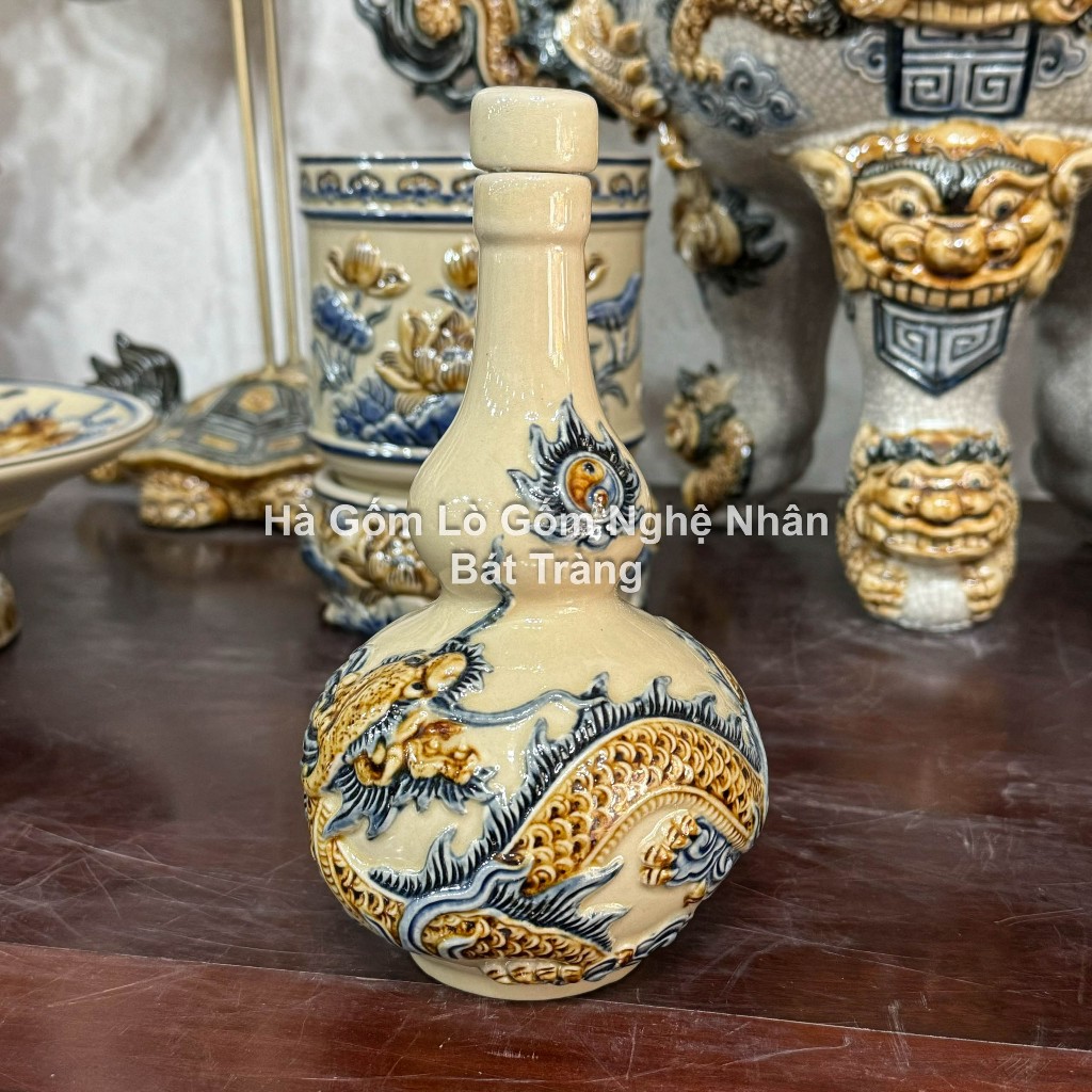 Đồ Thờ Cúng Cao Cấp 80cm - 1m2 Men Hoàng Thổ Đắp Nổi Nghệ Nhân Bát Tràng Chế Tác_thumbnail_6