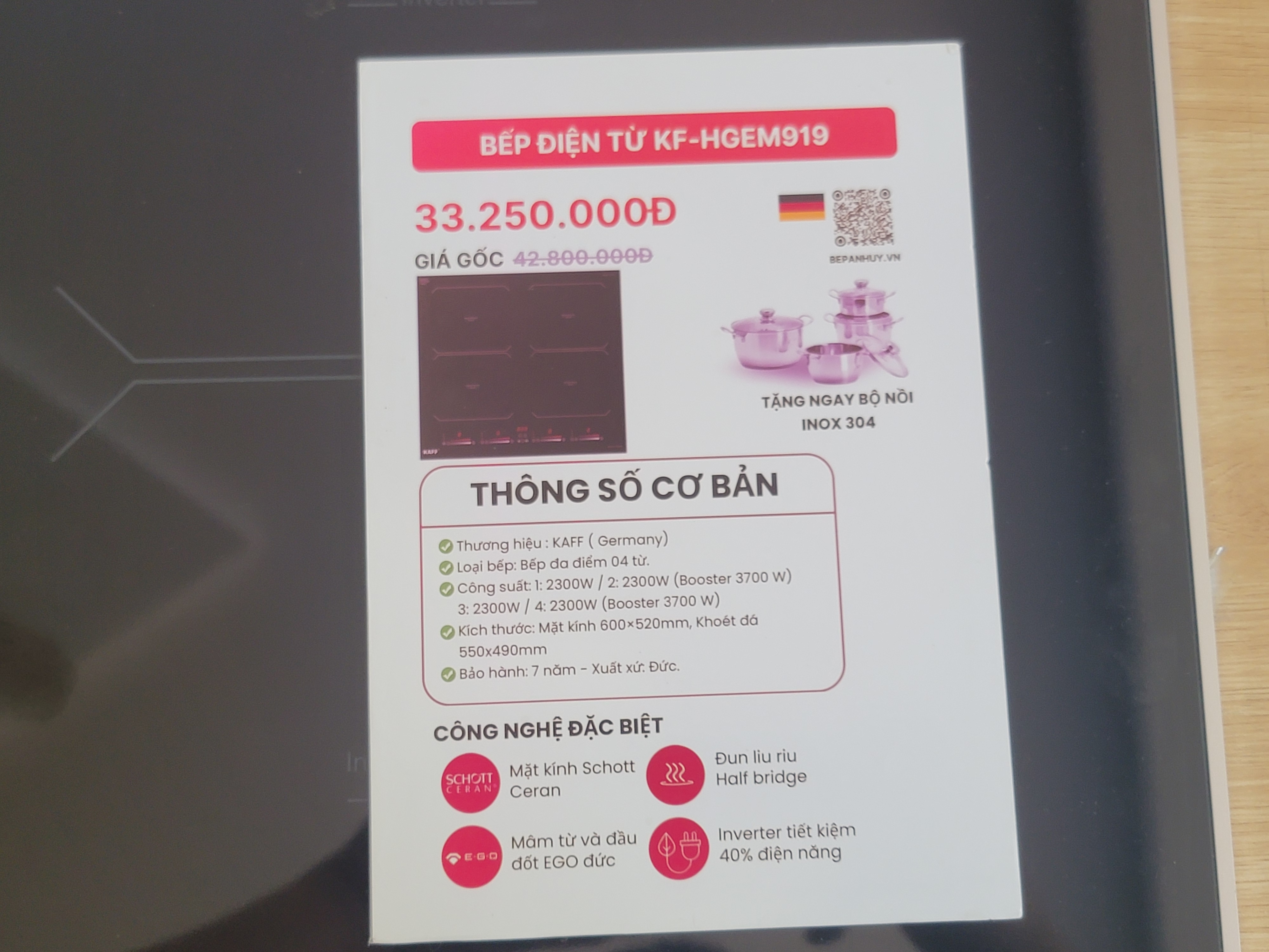 Bếp điện từ KF-HGEM919 trưng bày