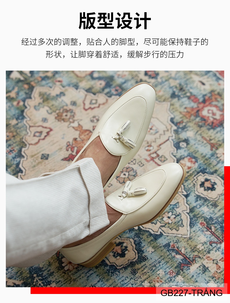 GB227 - Giày lười nam mũi nhọn da bò phong cách Anh Quốc, màu trắng đen sang trọng_thumbnail_16