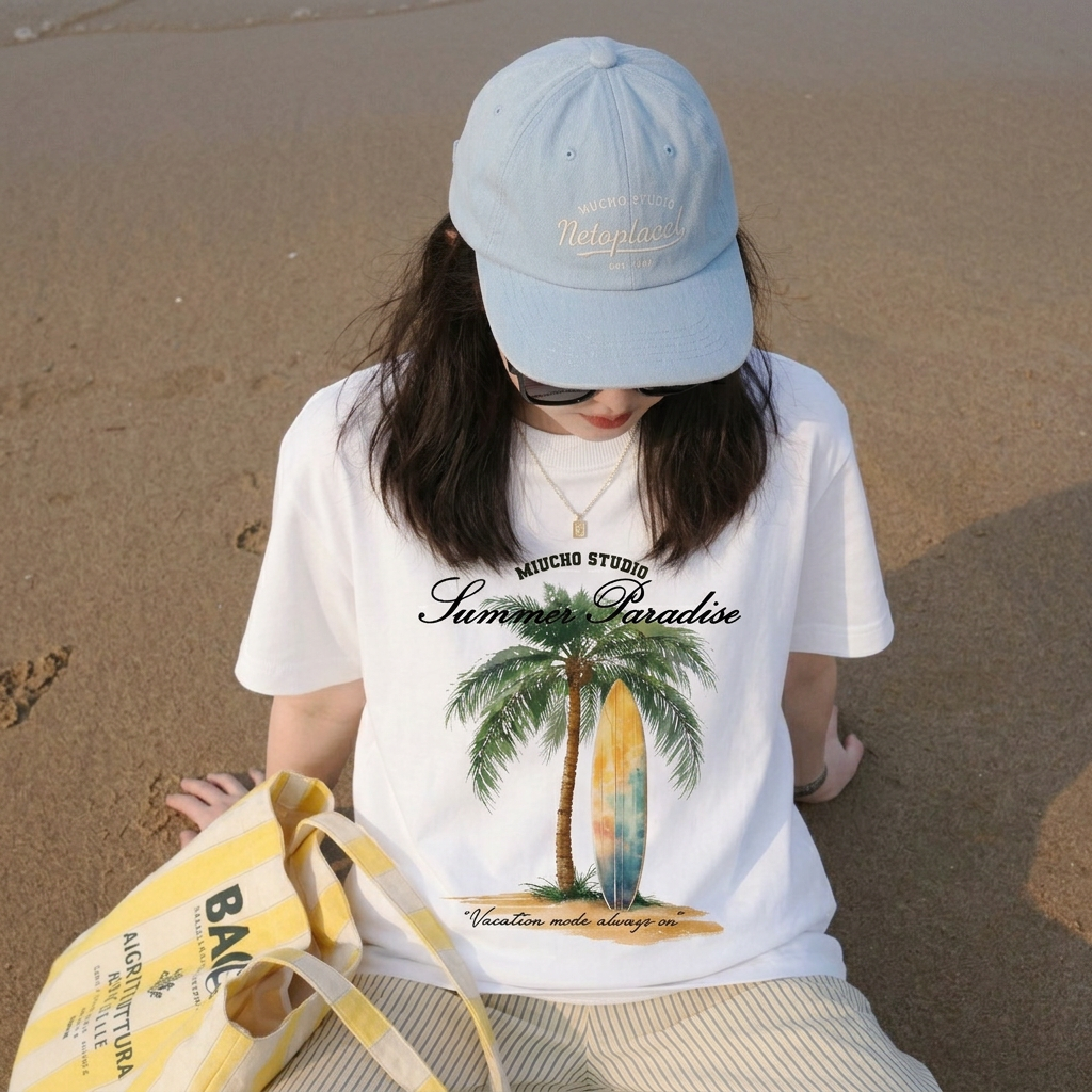 Áo thun boxy nam nữ du lịch hè biển Miucho 3467_thumbnail_2