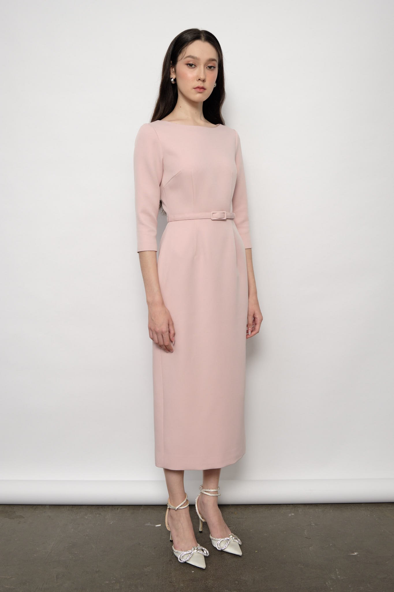 đầm bút chì cổ thuyền tay lơc, đai eo (Mila dress)_thumbnail_0