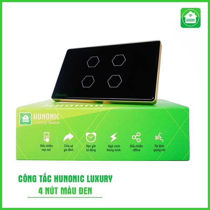 Công Tắc Cảm Ứng Hunonic (Luxury Hình Chữ Nhật) Viền Vàng, Công Tắc Thông Minh Wifi Điều Khiển Từ Xa Bằng Điện Thoại_thumbnail_3