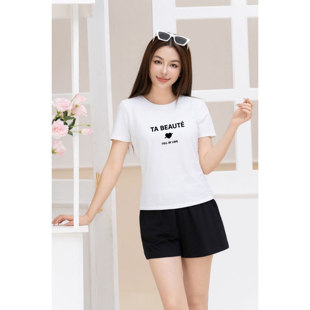 [Form Vừa] Quần áo mùa hè nữ in chữ BEAUTÉ - Đồ bộ thun nữ mặc nhà/đi chơi - LOZA VP39_thumbnail_5