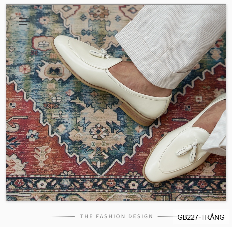 GB227 - Giày lười nam mũi nhọn da bò phong cách Anh Quốc, màu trắng đen sang trọng_thumbnail_15