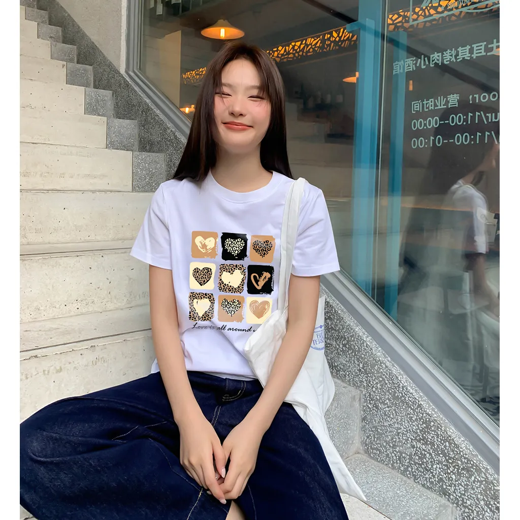 Áo thun nữ form vừa hình tim dễ thương 2537 Miucho Chic vải cotton thoáng mát thấm hút mồ hôi tốt_thumbnail_2