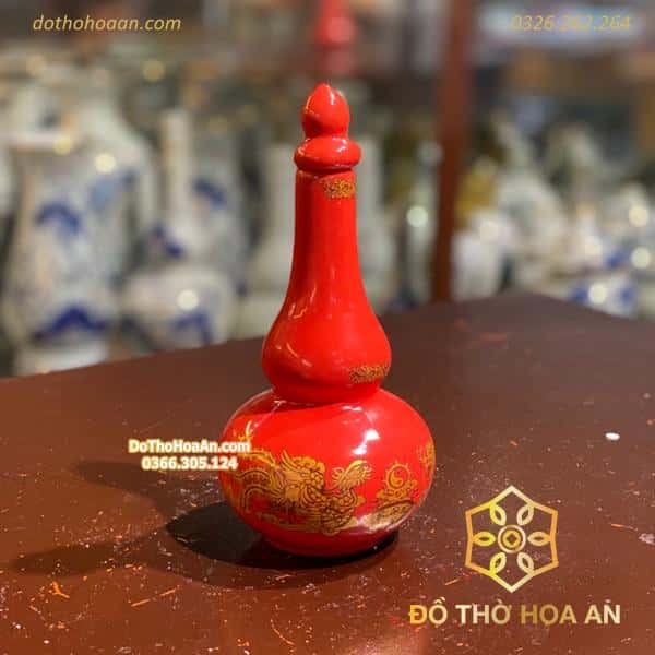 Nậm Rượu Sứ Men Đỏ Bát Tràng1