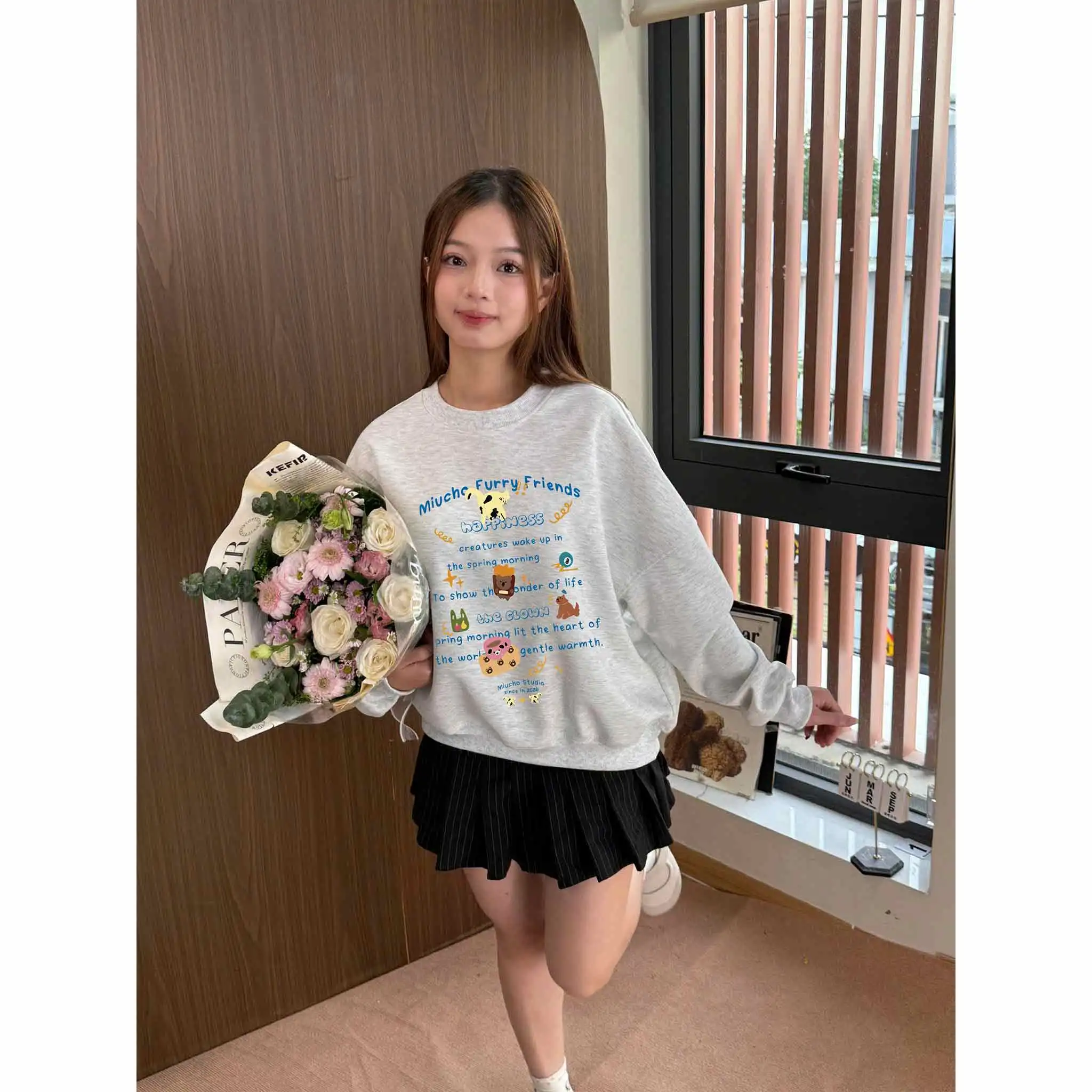 Áo Sweater boxy nam nữ Miucho vải nỉ 2 da thoáng mát thoải mái hoạt hình in mix 2842_thumbnail_8