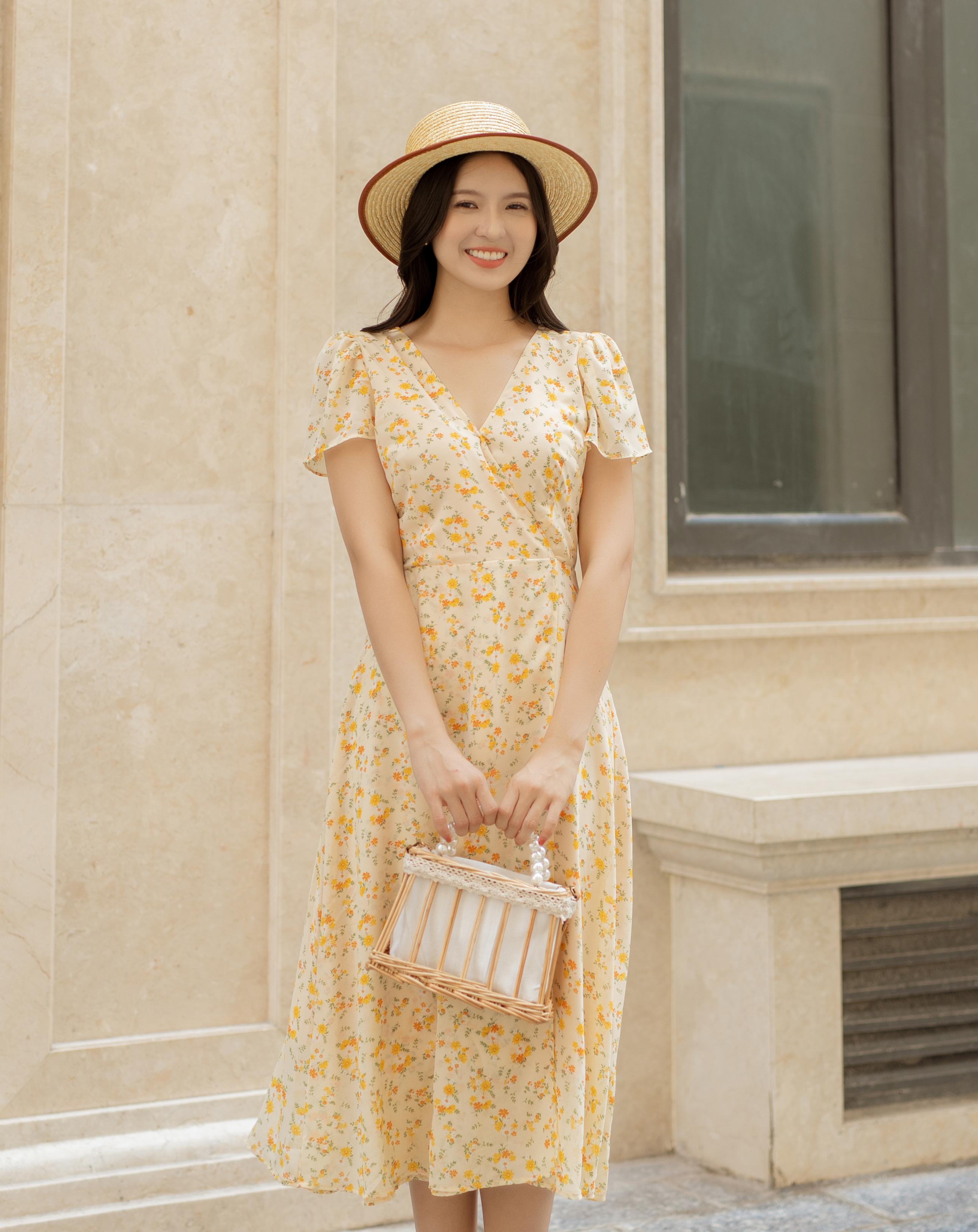 Đầm công sở họa tiết cổ V_thumbnail_3