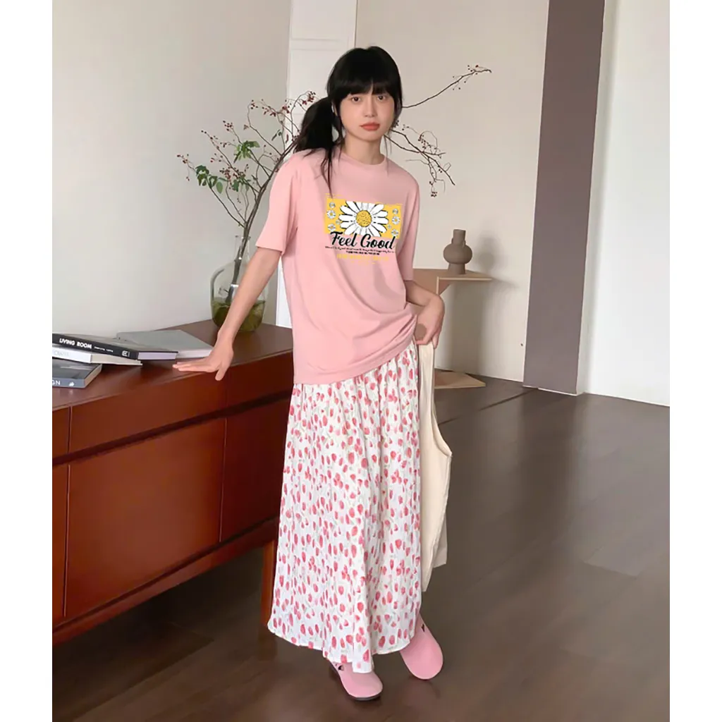 Áo thun nữ form vừa Feel Good 2536 Miucho Chic tay ngắn cổ tròn vải cotton cao cấp thoáng mát in mix_thumbnail_6