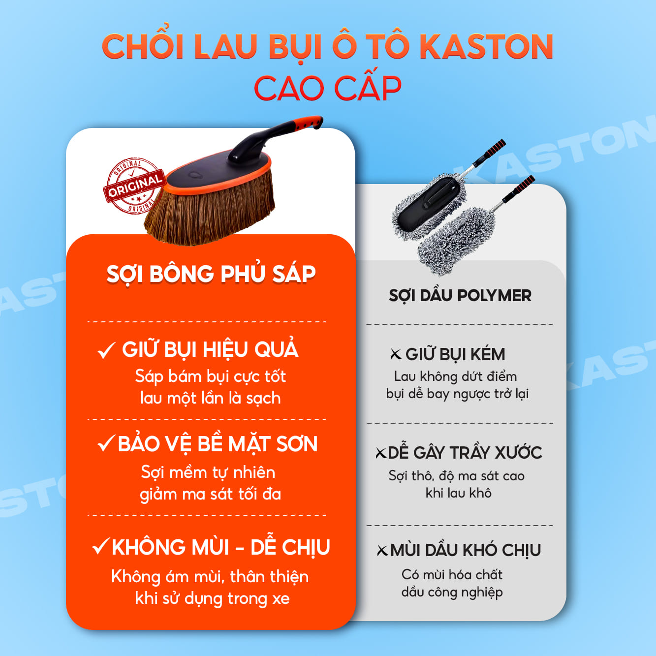 Chổi lau bụi ô tô Kaston xoay 360° - sợi bông phủ sáp kèm hộp đựng - chổi lau xe cao cấp_thumbnail_7