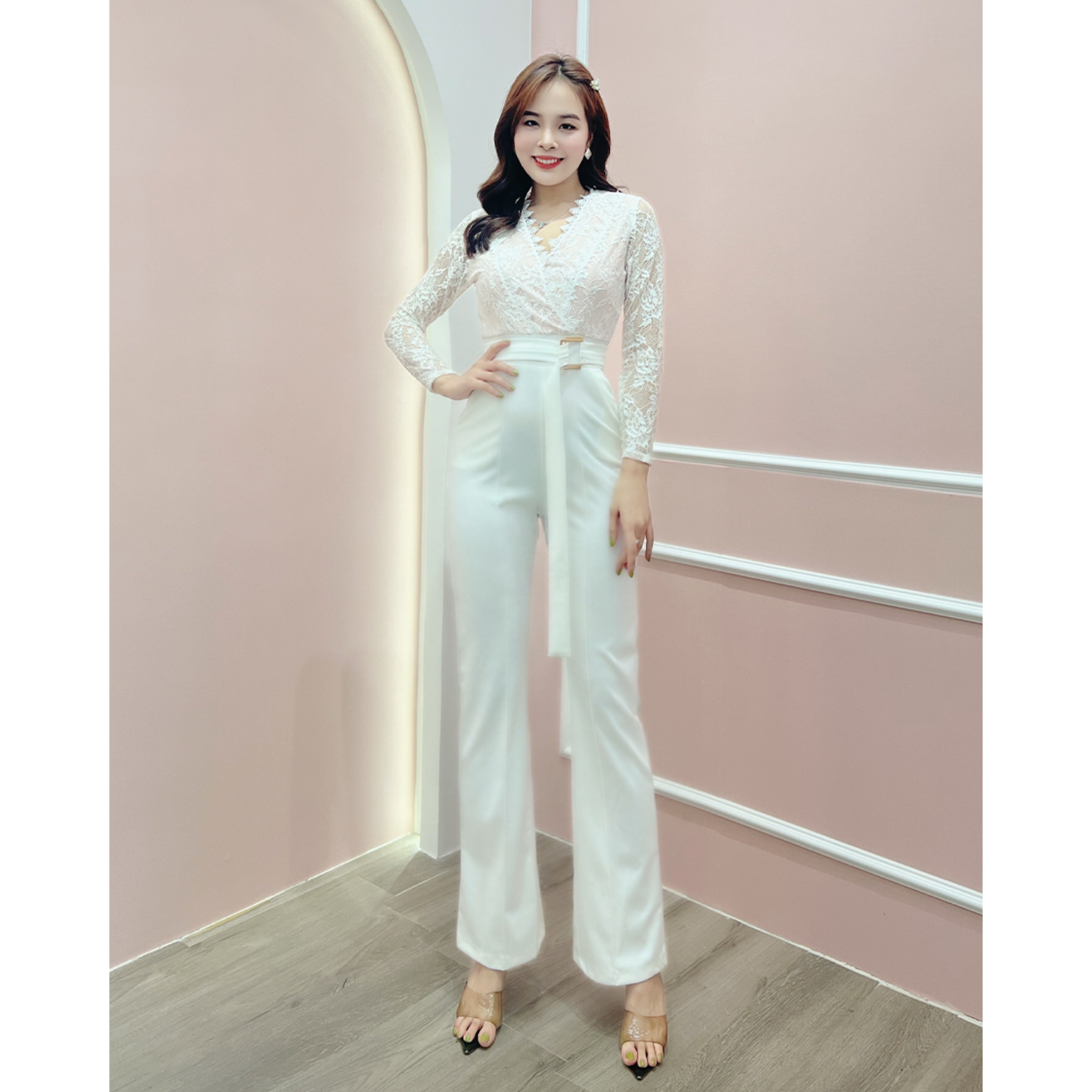 Jumpsuit phối ren tay dài kèm BELT_thumbnail_2