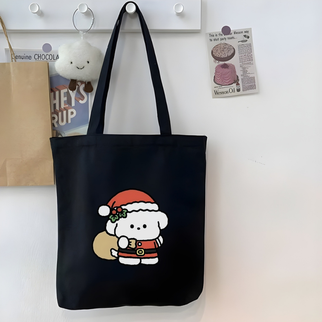 Túi tote vải canvas hình NOEL, Merry Christmas, đeo vai, có khóa kéo và ngăn phụ - WE TEE WTU08_thumbnail_6