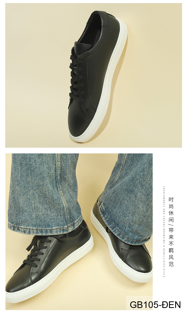 GB105 - Giày Sneaker Nam Da Bò Thiết Kế Đơn Giản, Đế Cao Su Bền, Màu Trắng Đen_thumbnail_19
