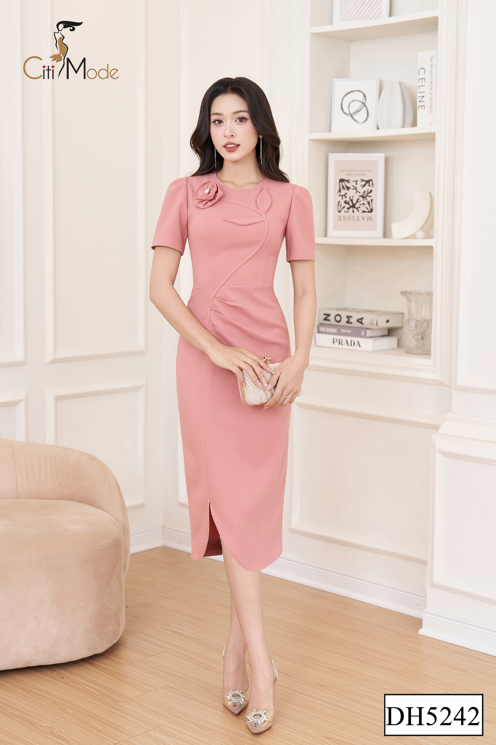 Đầm ôm hồng cam đính hoa ngực_thumbnail_3