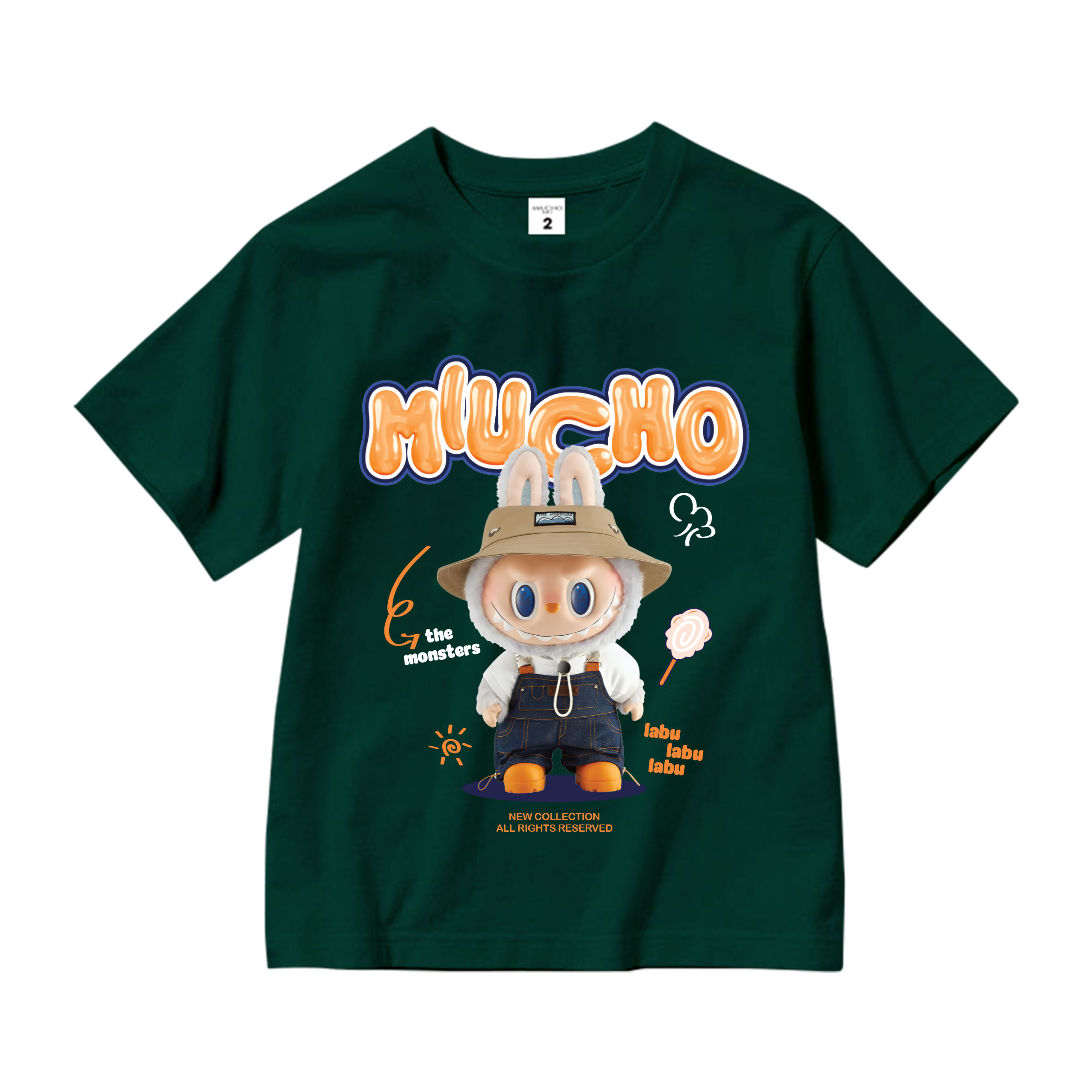 Áo thun bé gái labubu dễ thương nhiều màu sắc AED1463 Miucho Kid vải cotton thoáng mát cổ tròn in graphic_thumbnail_9