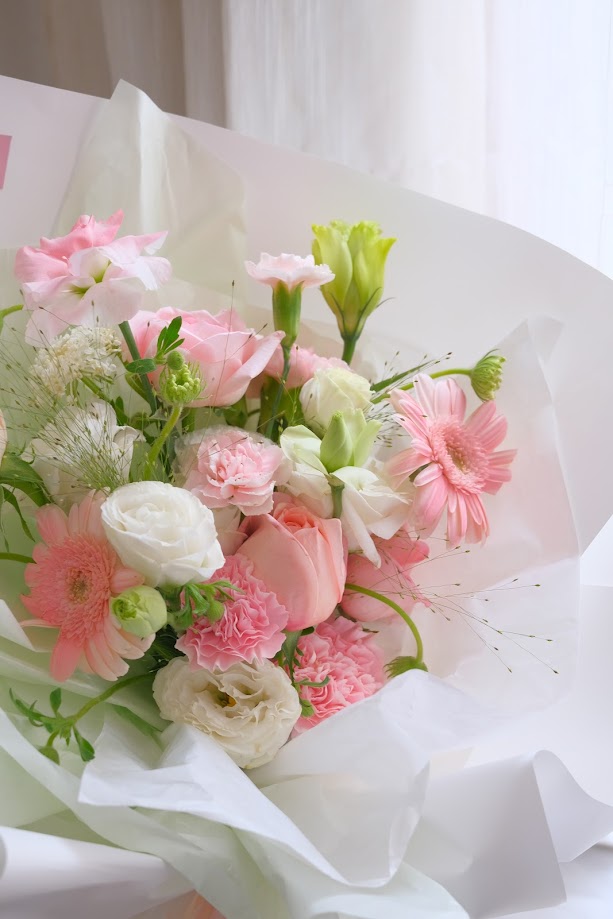 Bó hoa tone hồng pastel - gói giấy Hàn Quốc_thumbnail_2