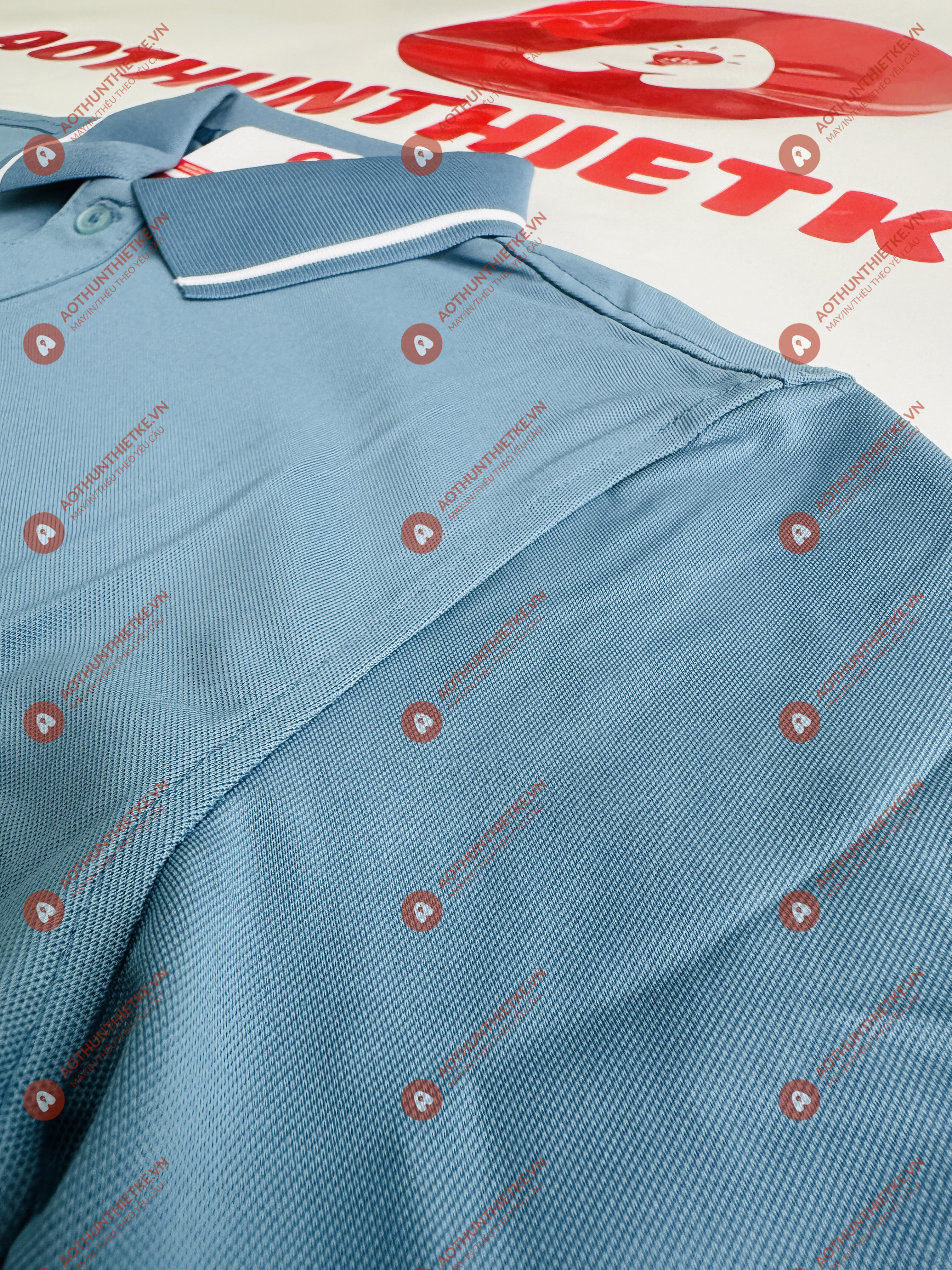 Áo Đồng Phục Polo 1 Sọc Xám Xanh_thumbnail_1