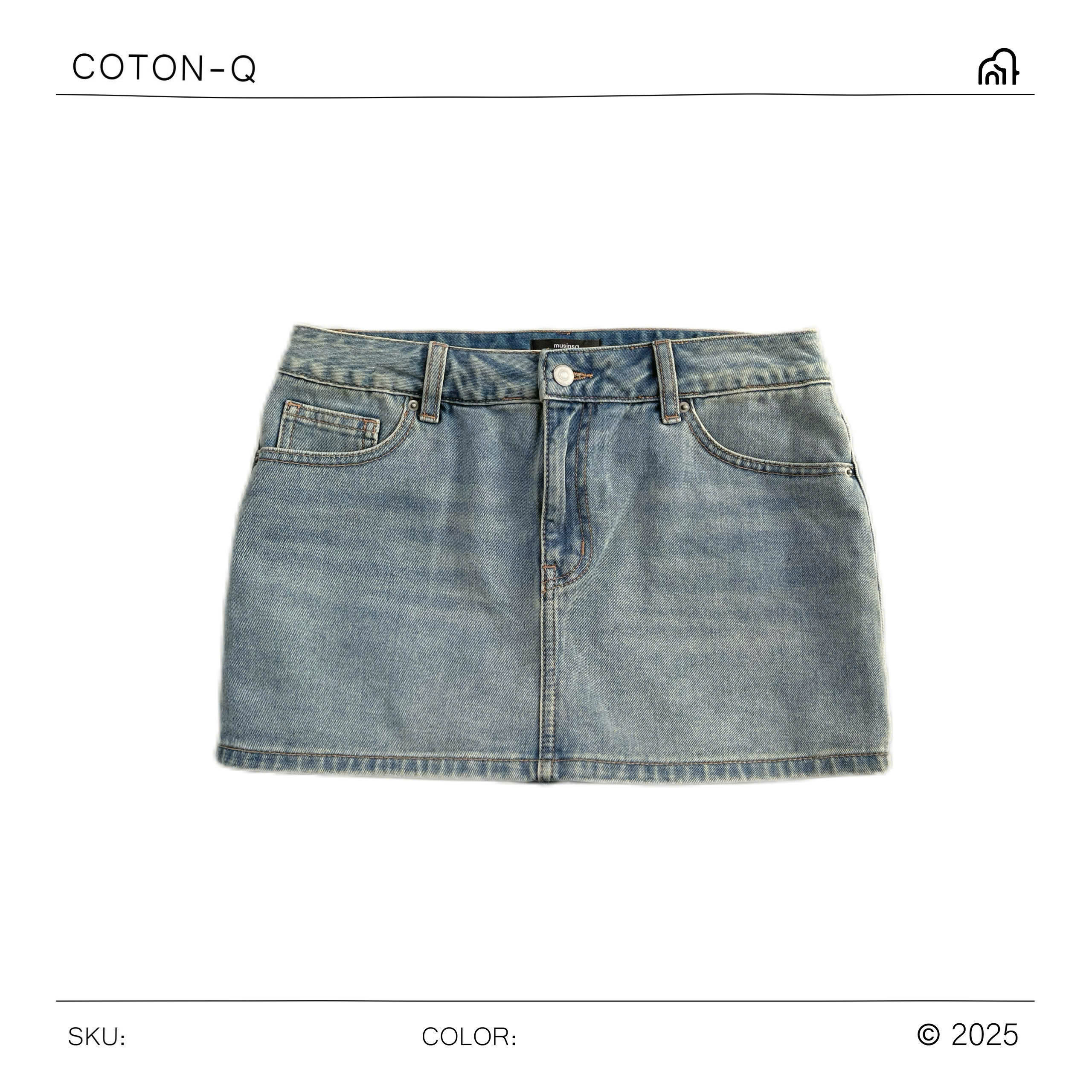 HS78 Chân váy jean ngắn có quần trong ( NHẠT )