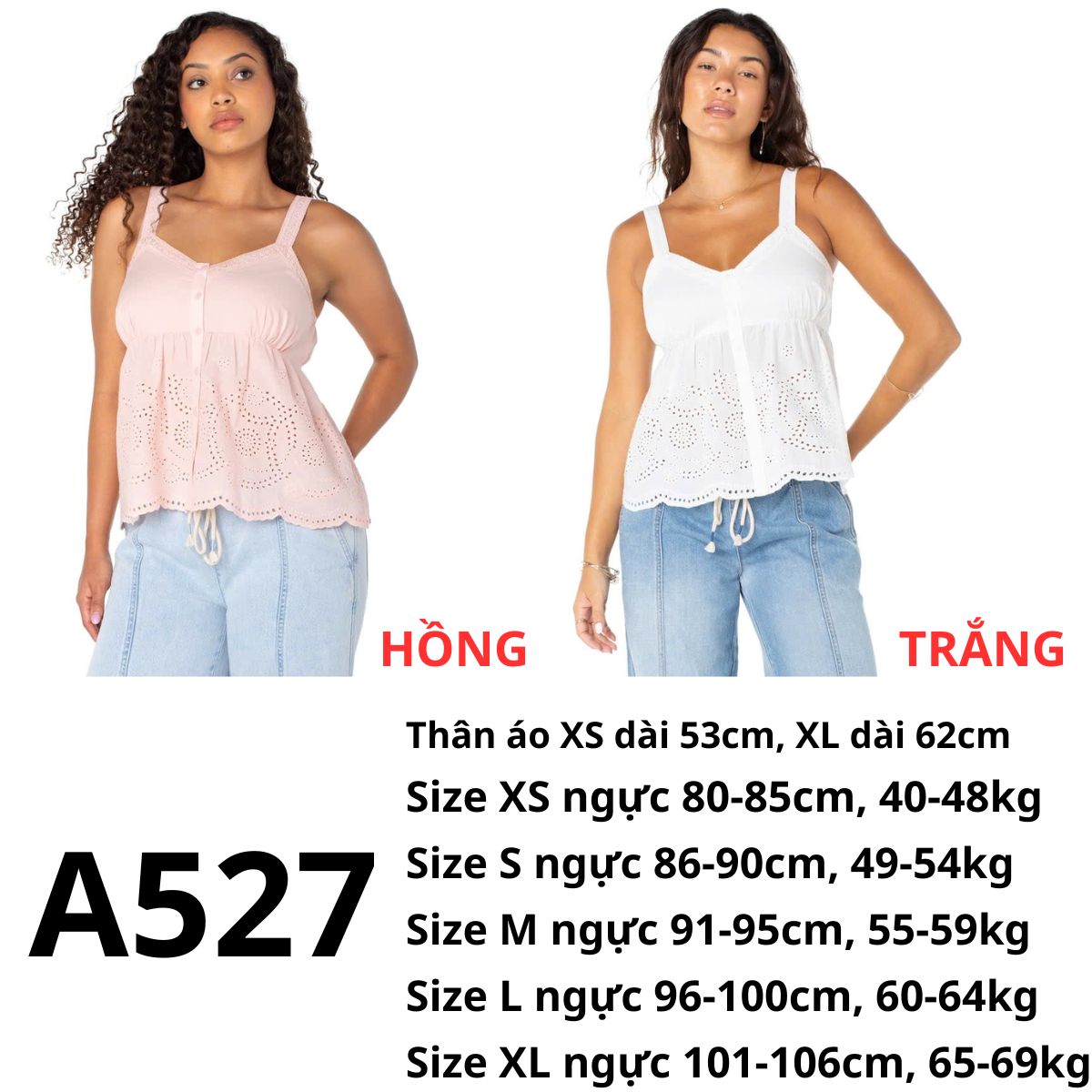 A527- ÁO 2 DÂY COTTON LỖ