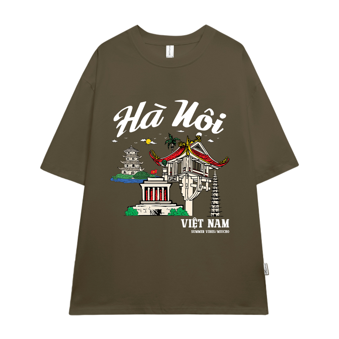 Áo thun du lịch Hà Nội ATD1264 Miucho vải cotton thoáng mát in mix_thumbnail_19