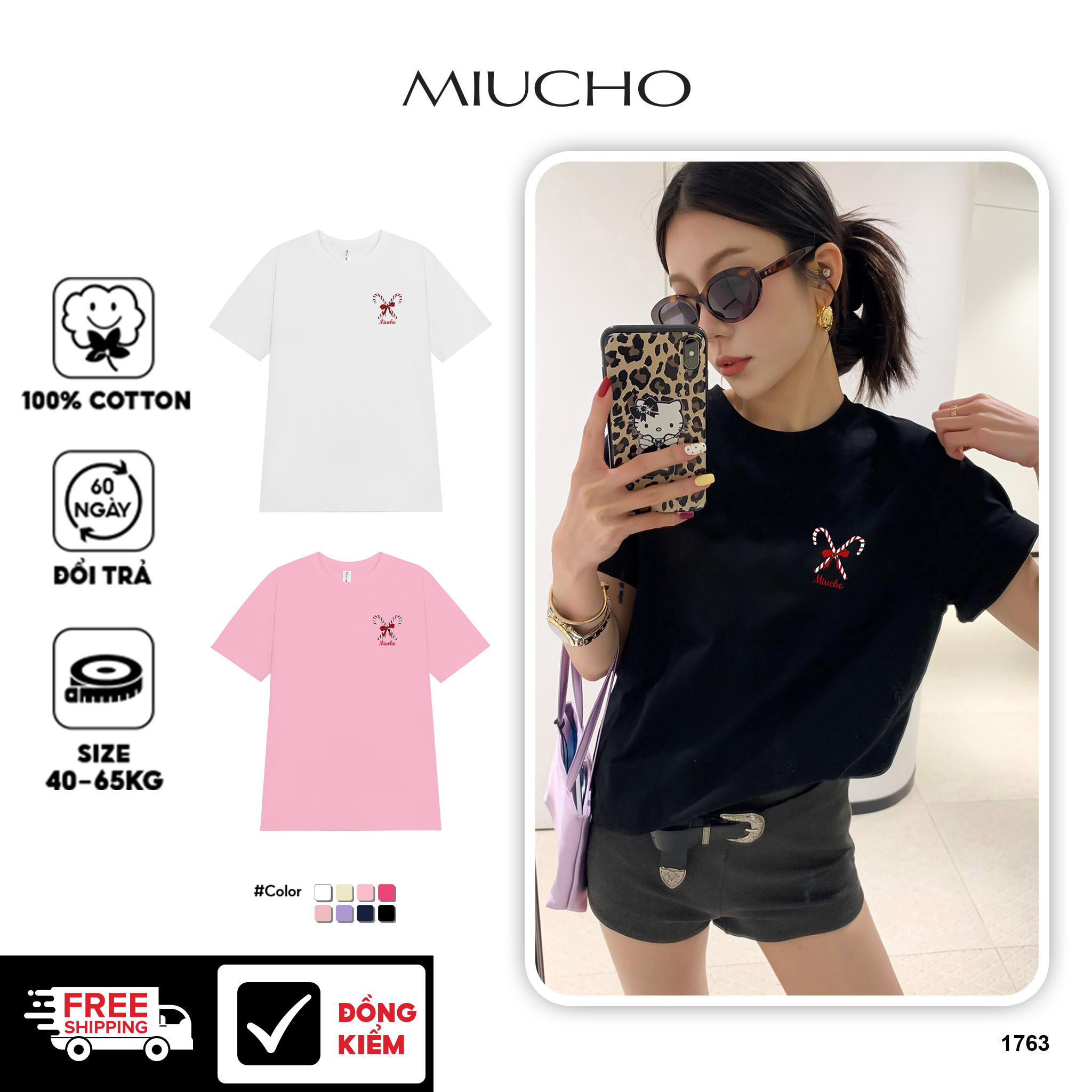 Áo thun nữ giáng sinh noel form vừa regular vải cotton 4c thoáng mát 1763 Miucho Chic Chic in basic