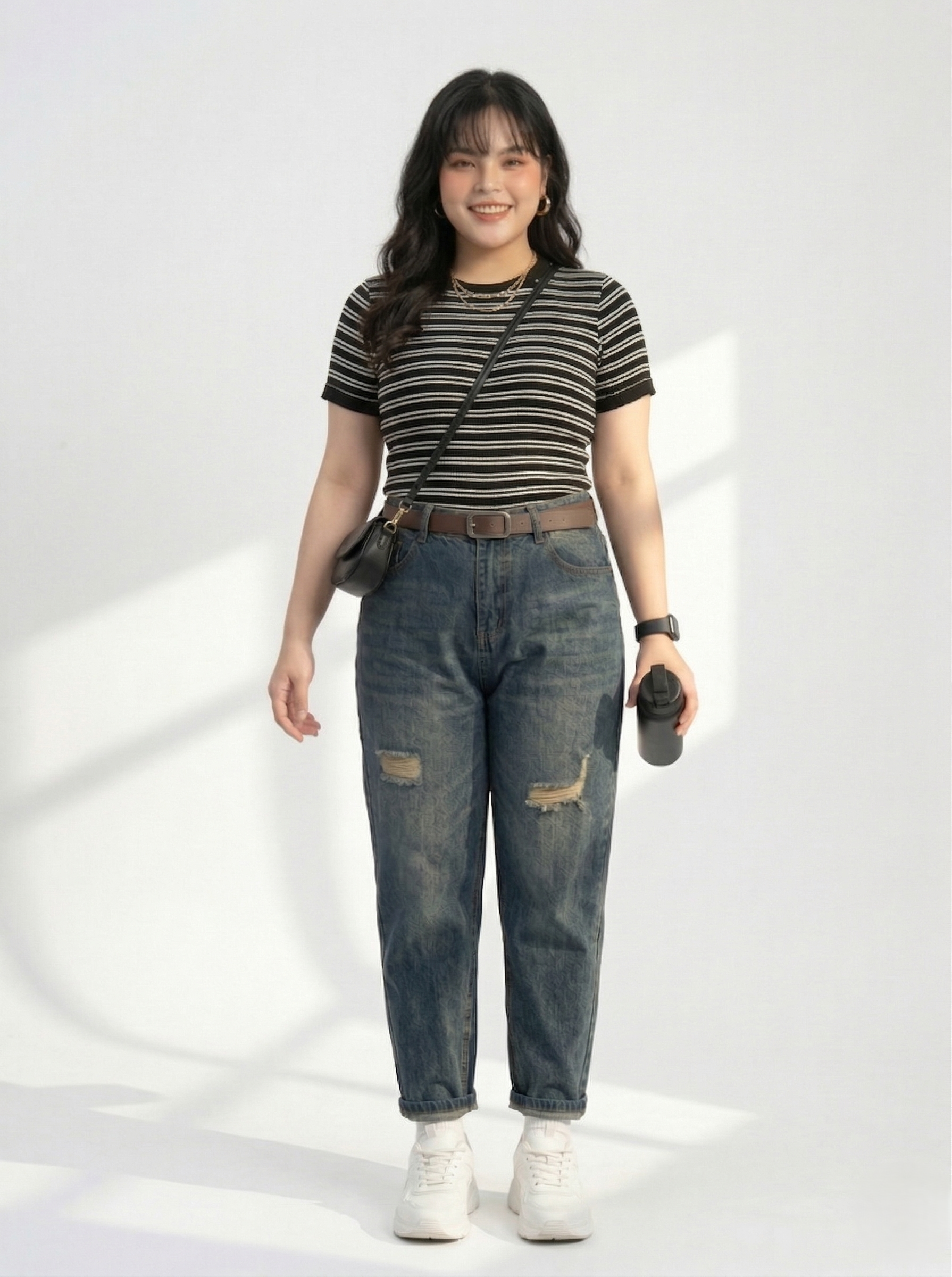 BIGSIZE NỮ - Quần jean baggy túi thêu dành cho nàng béo từ 55-90kg V-QJ5005