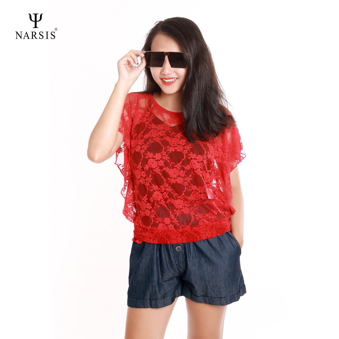 ÁO VOAN ĐỎ NỮ NWS1243 NARSIS CHẤT LIỆU THOÁNG MÁT, DỄ CHỊU, THOẢI MÁI CẢ NGÀY, DỄ VẬN ĐỘNG