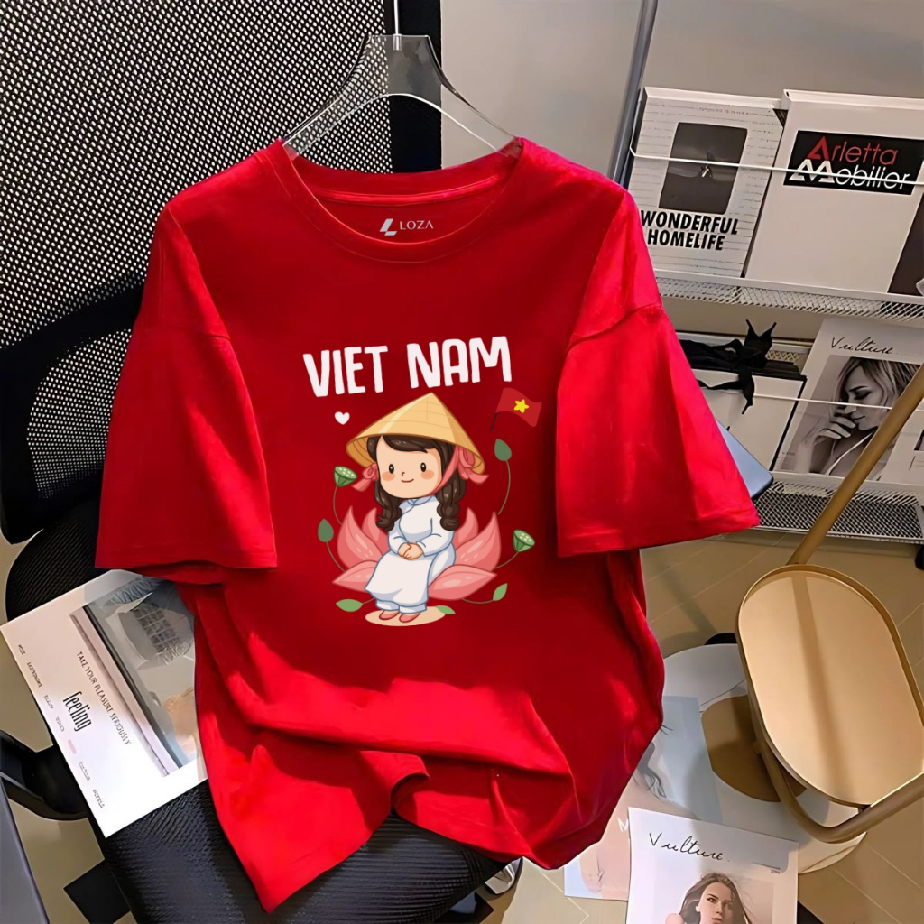[Form Rộng] Áo thun nữ in hình cô gái mặc áo dài Việt Nam - LOZA T3175_thumbnail_2