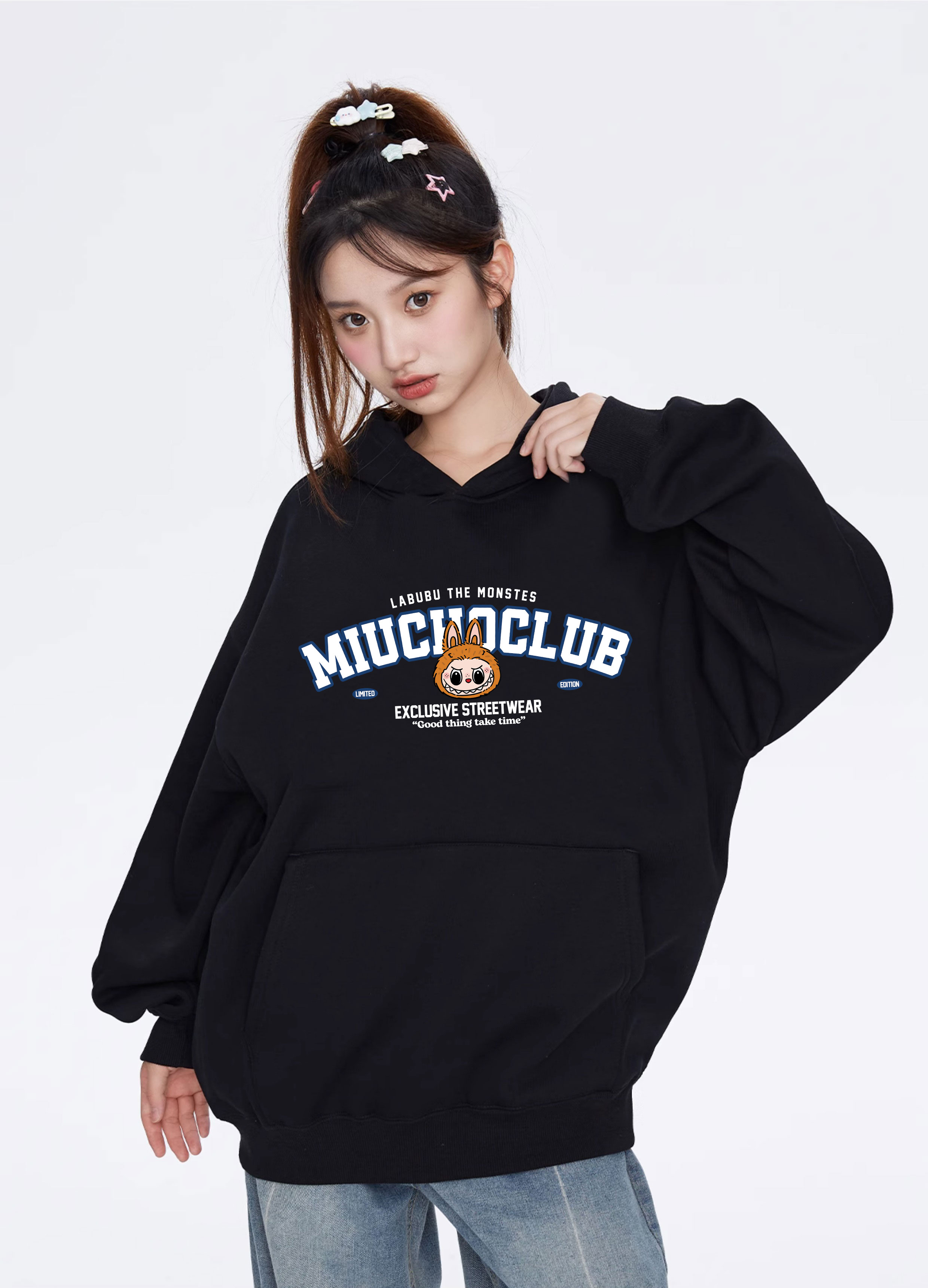 Áo hoodie labubu unisex form rộng HDD1404 Miucho nỉ chân cua dày dặn in mix_thumbnail_5