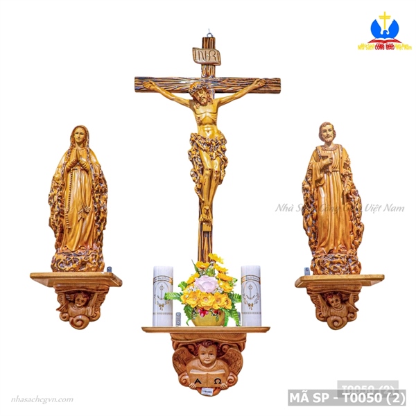 Bộ bàn thờ gỗ Trai lũa Lộ Đức tượng 50cm_thumbnail_2