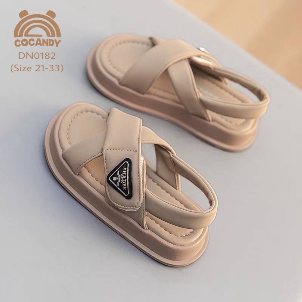 Dép nhập quai dán chéo NÂU