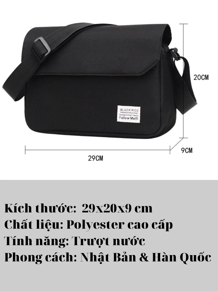 Túi đeo chéo đi học nam nữ vải canvas chống nước thời trang Hàn Quốc_thumbnail_4