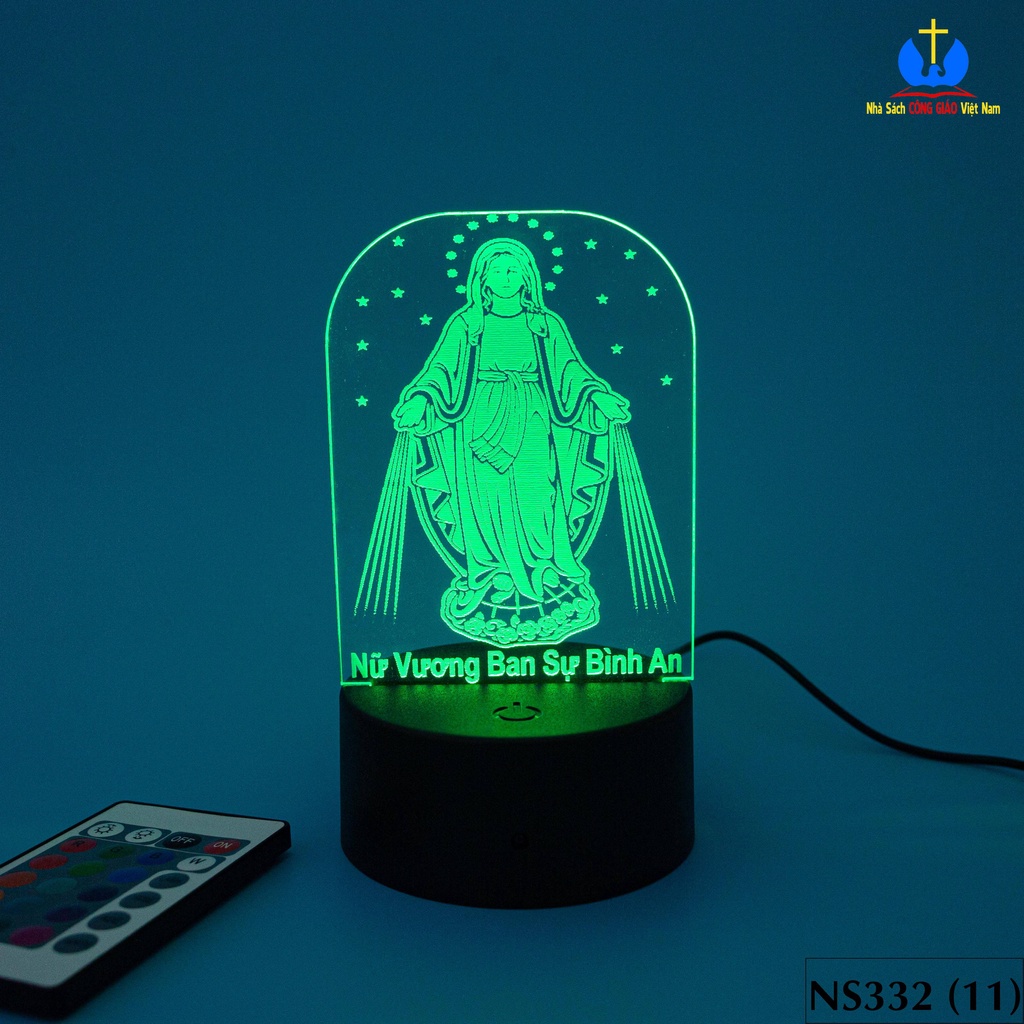 Đèn Led 3D nhiều màu để bàn mẫu Đức Mẹ Ban Ơn Maria khắc tên theo yêu cầu trang trí phòng, xe, quà tặng Công Giáo NS332_thumbnail_1