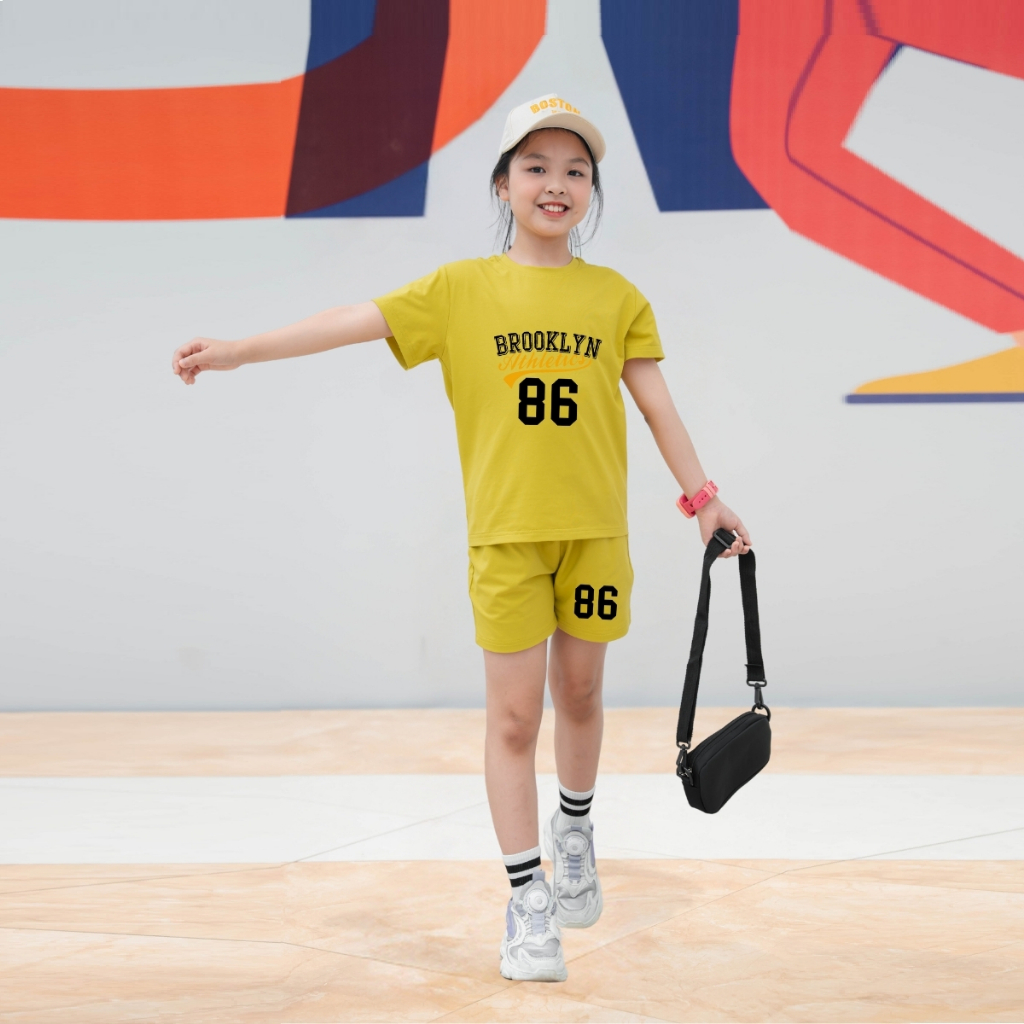 Bộ cộc tay bé gái mùa hè in số 86 -Quần áo trẻ em nữ cân nặng từ 15-40kg-  Loza Kids SB98_thumbnail_5