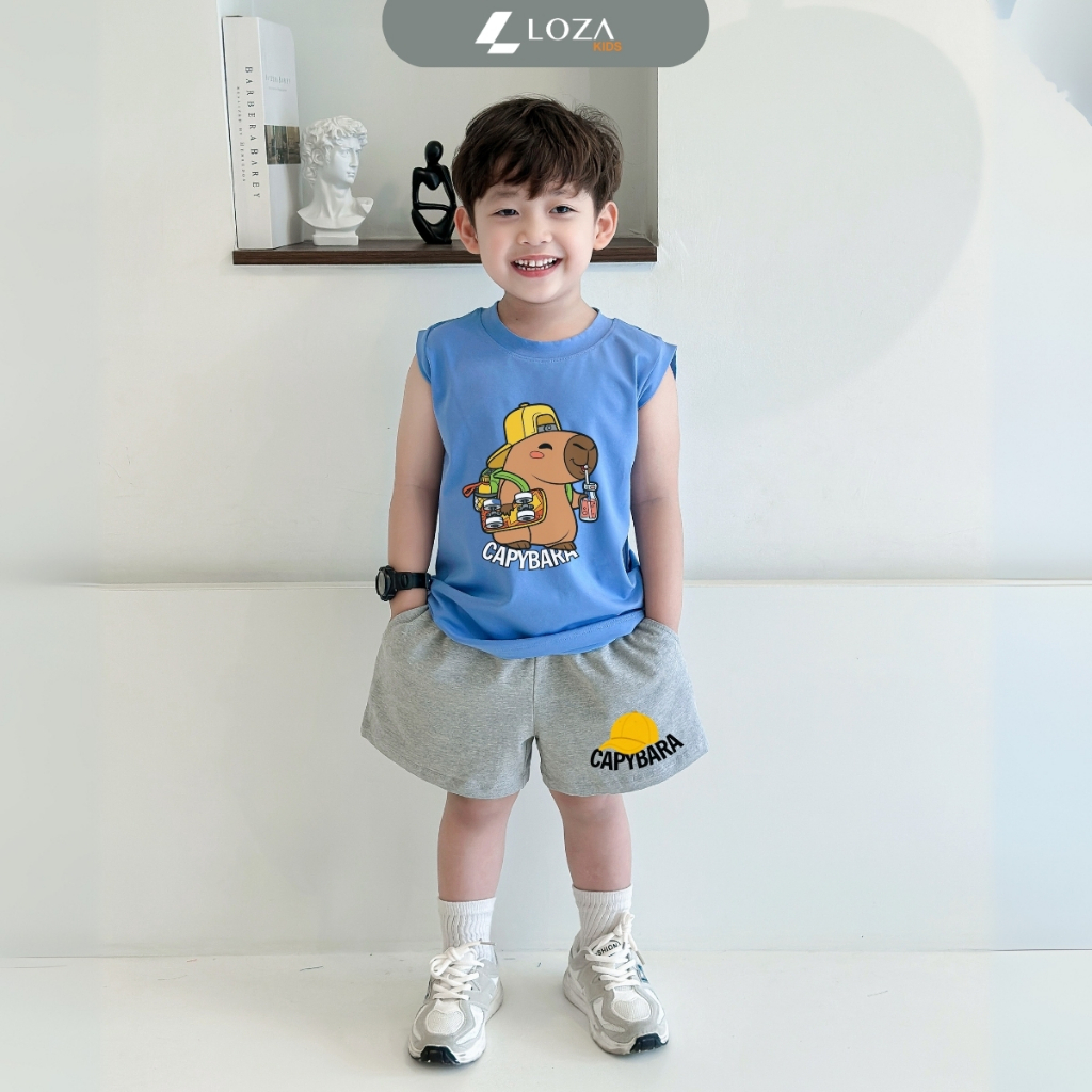 Bộ ba lỗ bé trai in hình Capybara đeo cặp - Loza Kids BL347_thumbnail_0