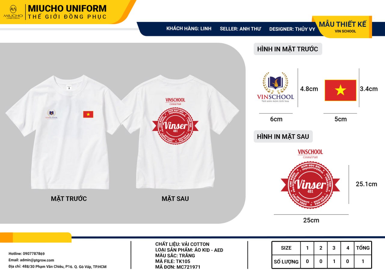 Áo thun trẻ em thiết kế như yêu cầu TK105